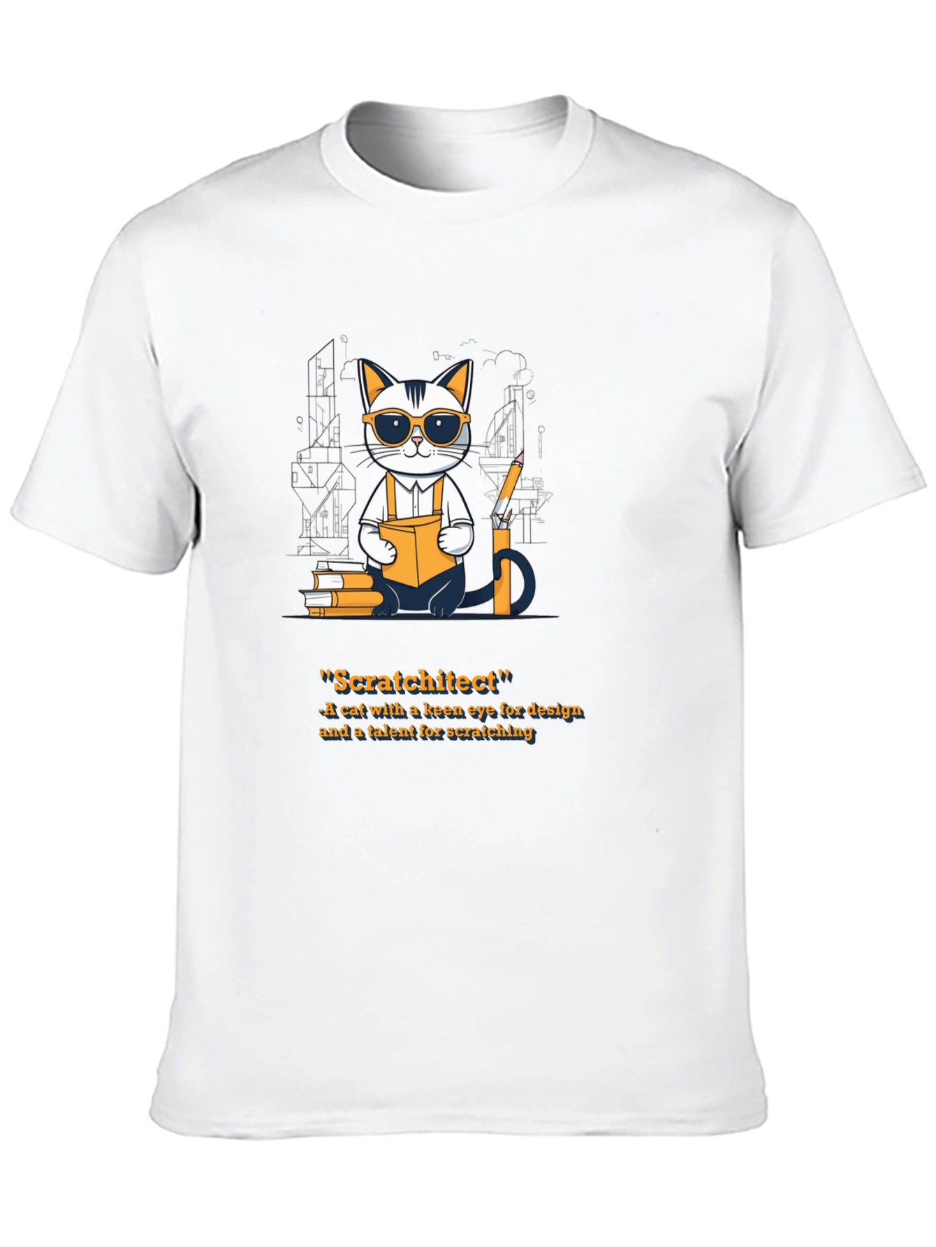 Black Scratchitect T-Shirt - Cat Architect Design view 10