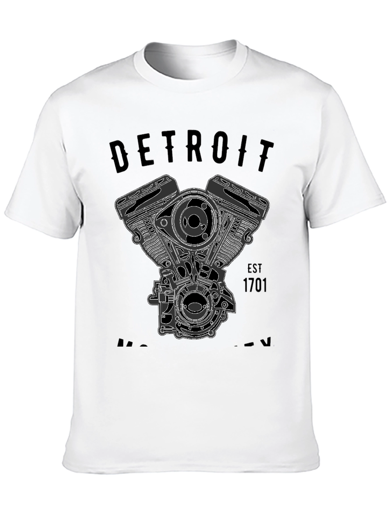 Black Detroit Motorcycle Engine Graphic T-Shirt view 10