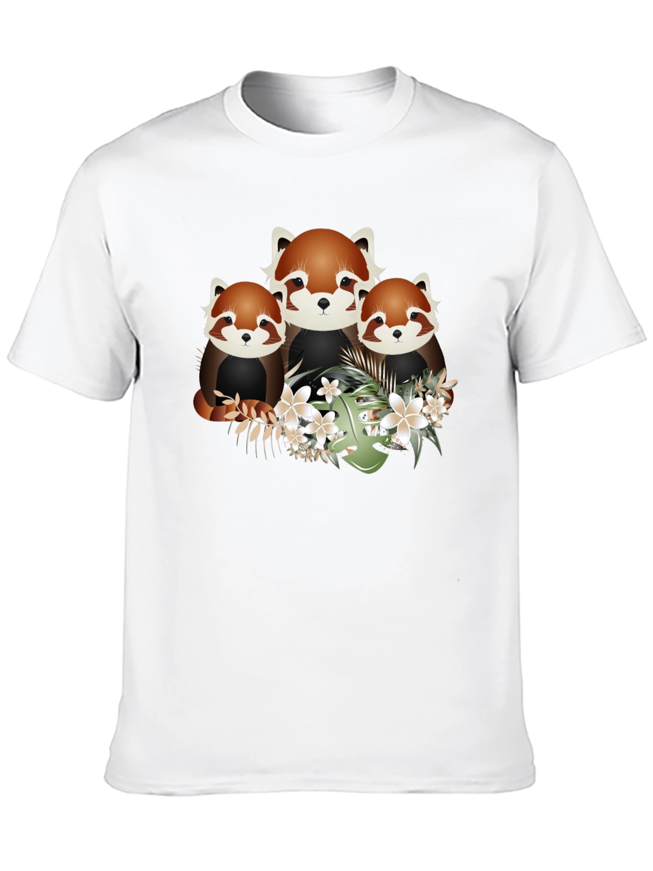 Black Red Panda Floral Graphic Black T-Shirt view 10