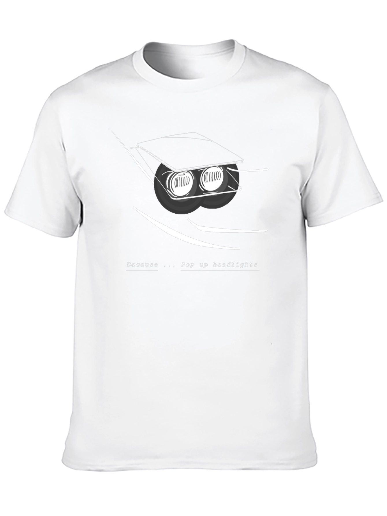 Black Pop Up Headlights Graphic T-Shirt - Car Enthusiast Tee view 10