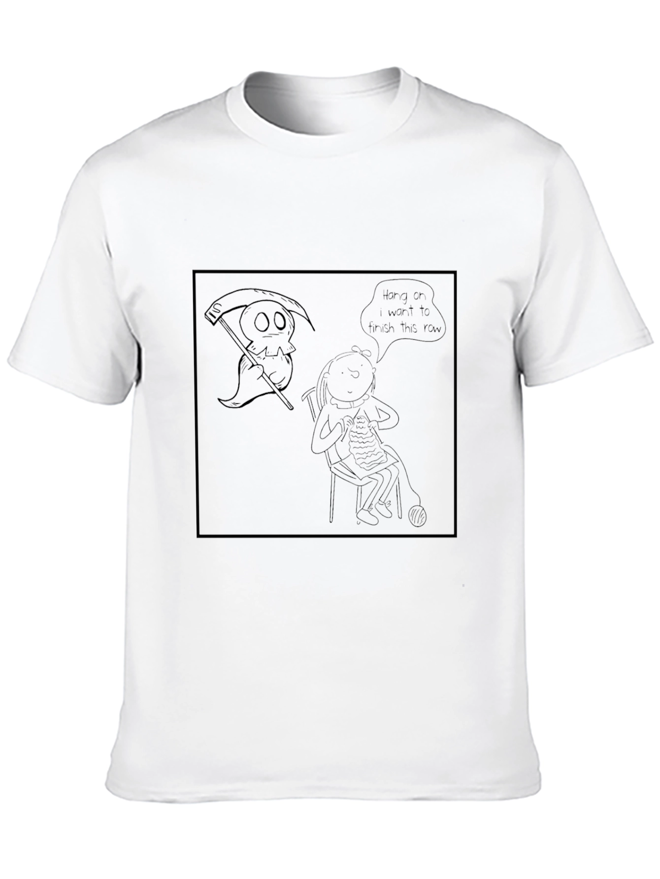 Black Grim Reaper Knitting T-Shirt - Hang On! view 10