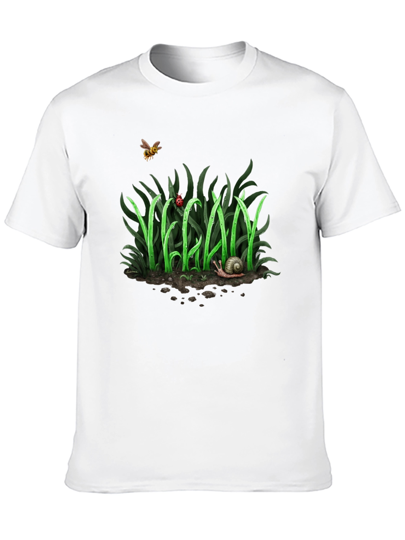Black Vegan Nature Graphic T-Shirt - Black Crew Neck Tee view 10