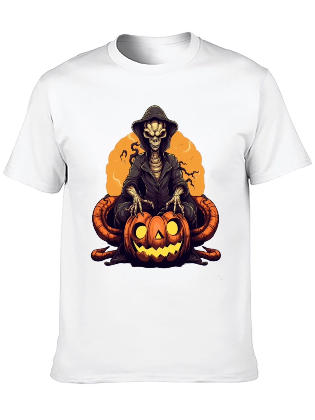 Black Grim Reaper Pumpkin Graphic Tee - Halloween Style view 10