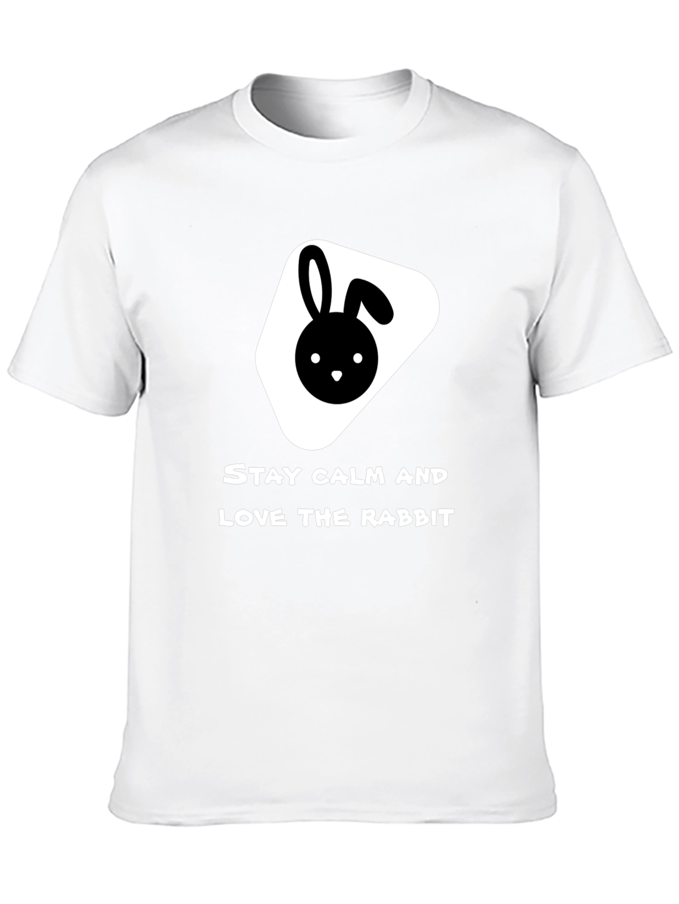 Black Stay Calm Love Rabbit Black T-Shirt view 10