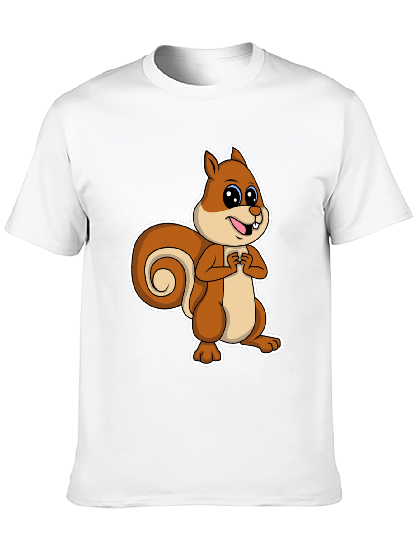 Black Cute Squirrel Graphic T-Shirt - Black Cotton Tee view 10