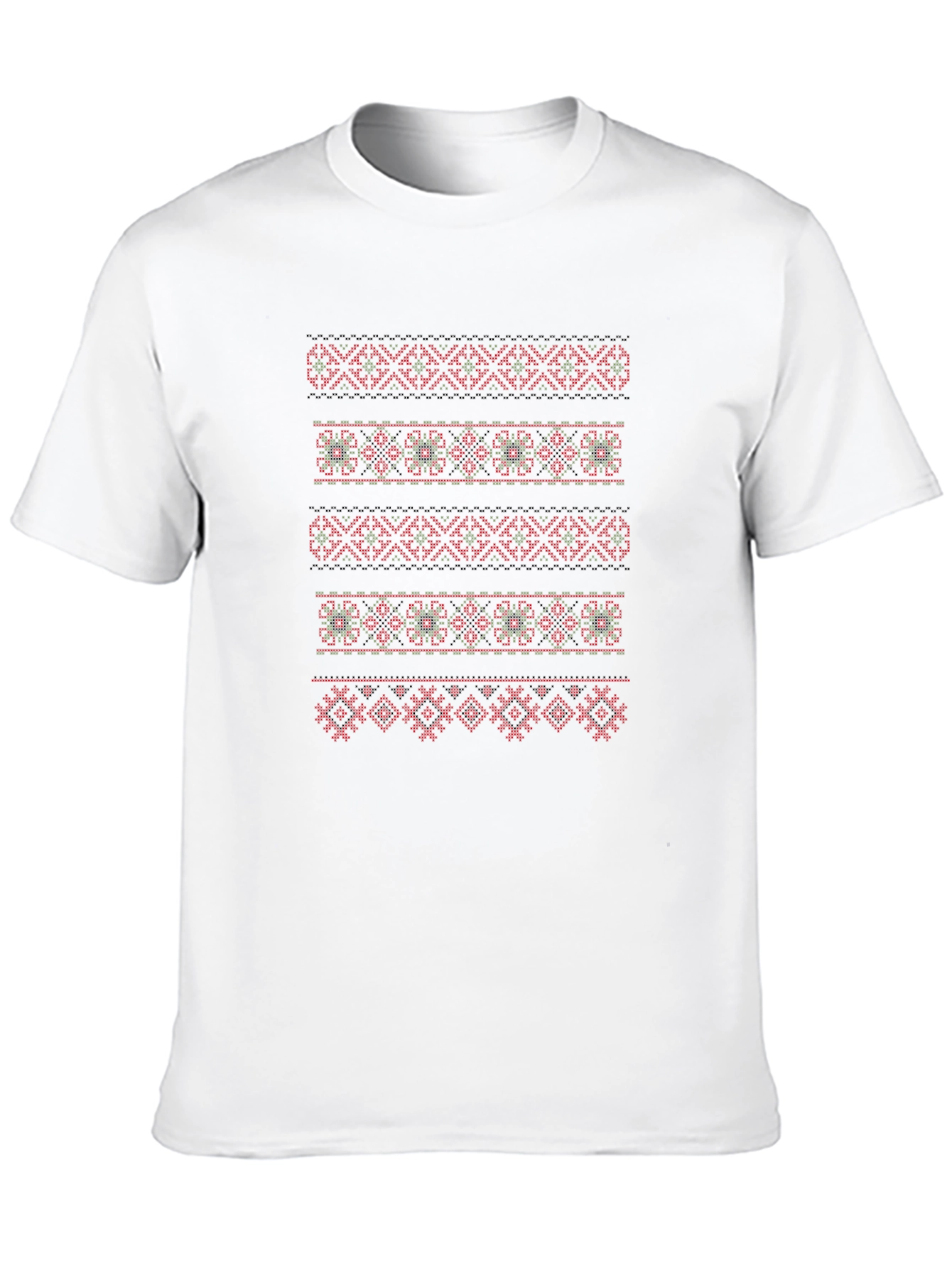 Black Embroidered Pattern Tee - Black Cotton Blend view 10