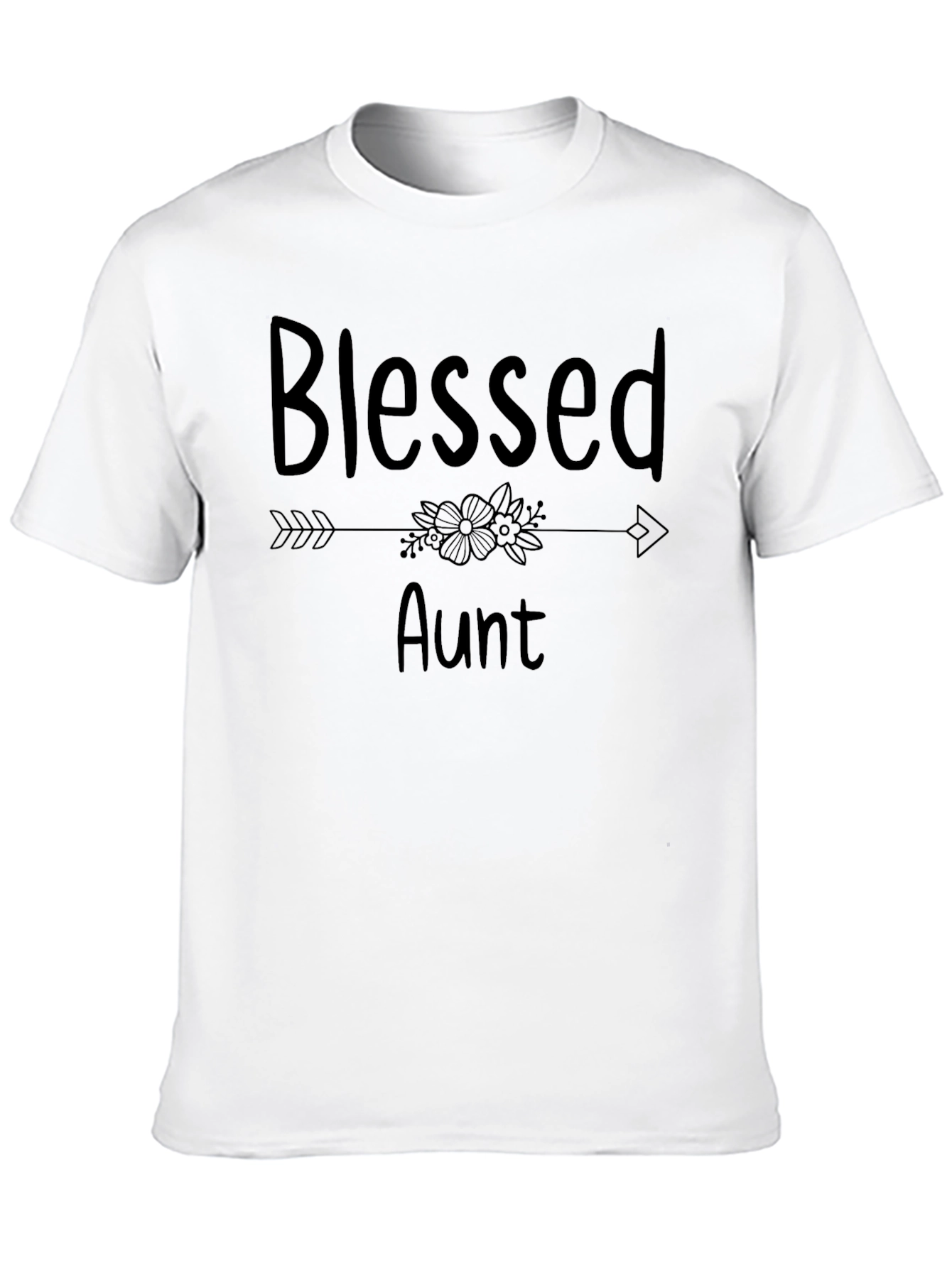 Black Blessed Aunt T-Shirt - Cute Floral Design view 10