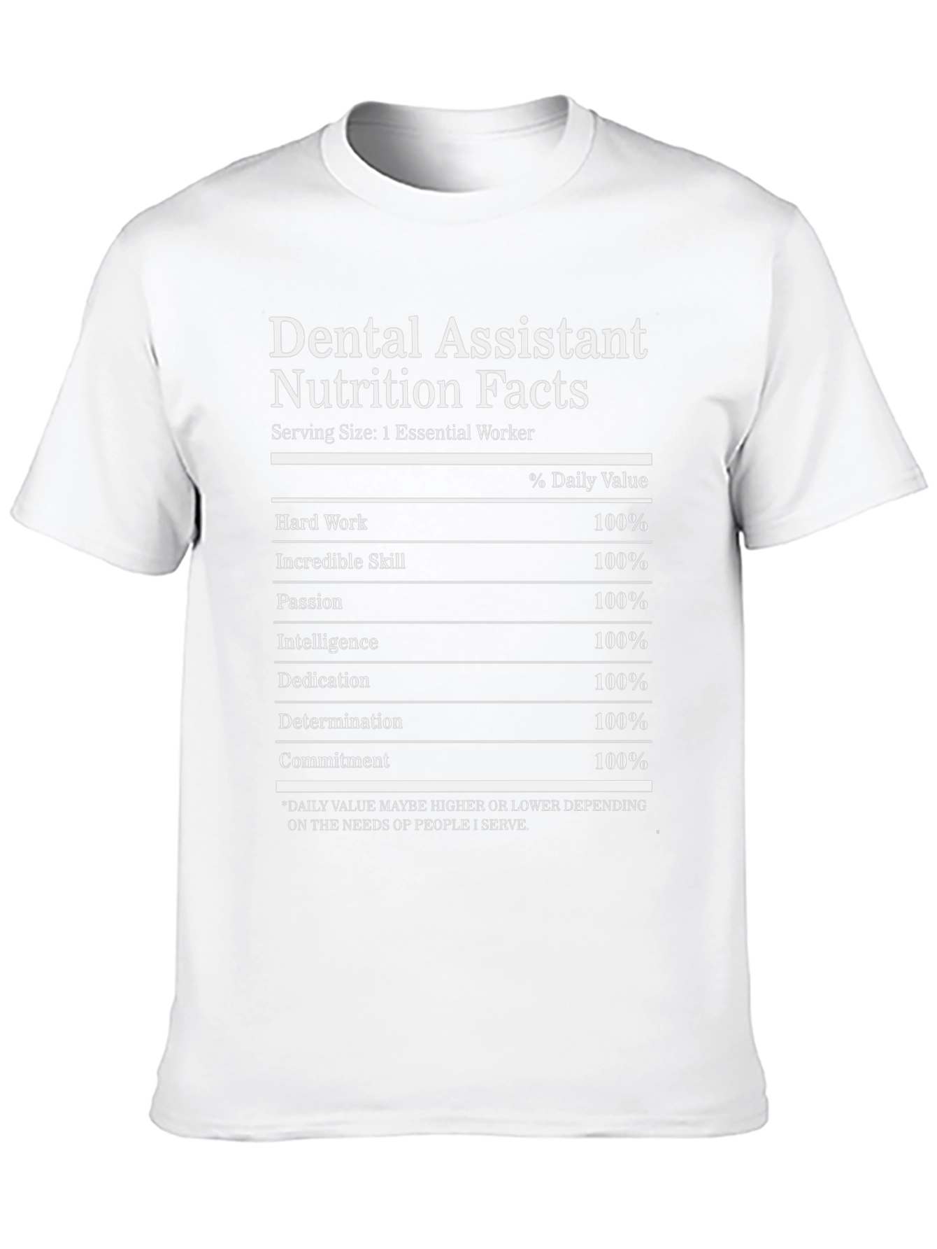 Black Dental Assistant Nutrition Facts T-Shirt view 10