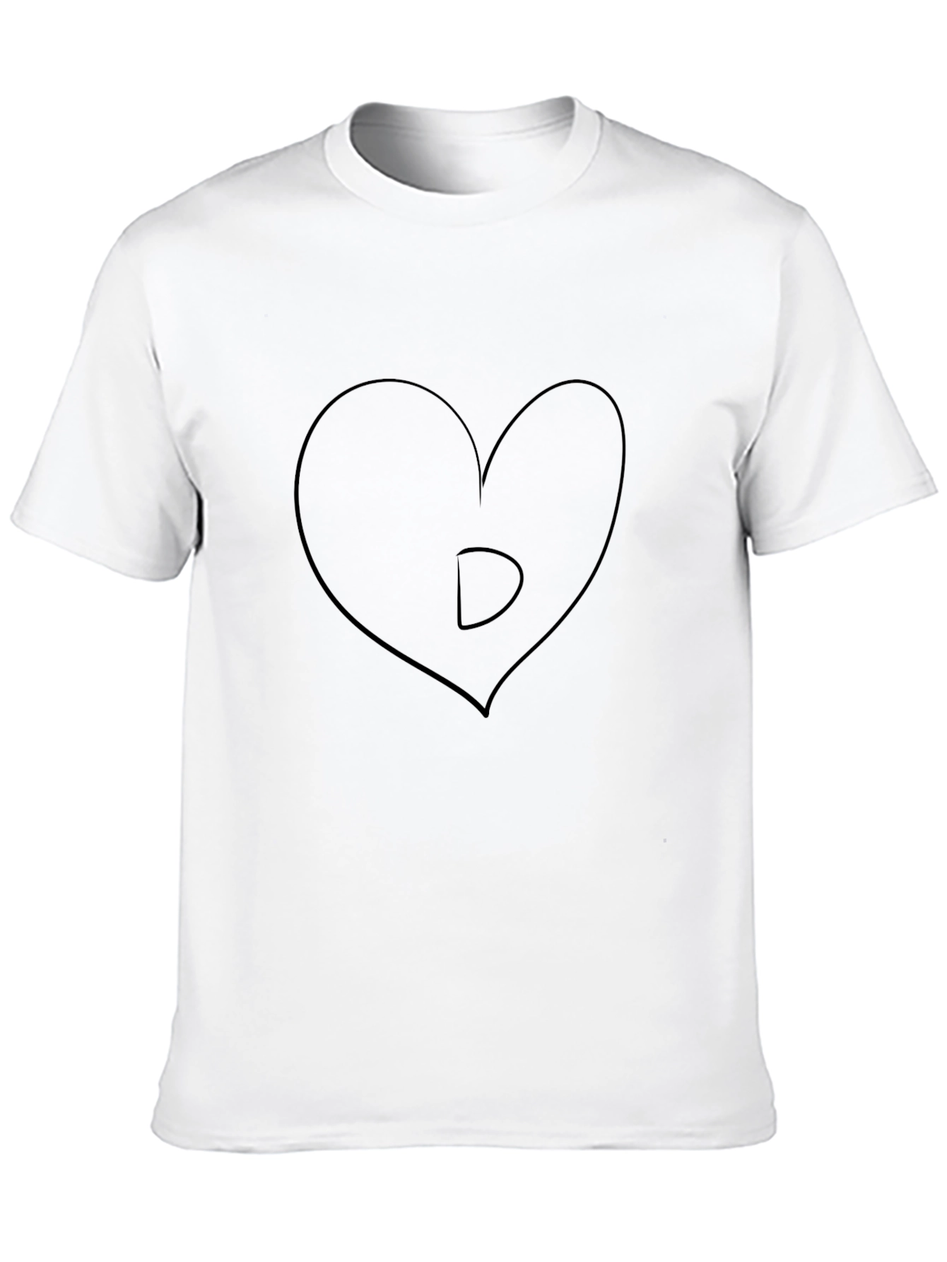 Black Heart Letter D Black T-Shirt - Men's Graphic Tee view 10