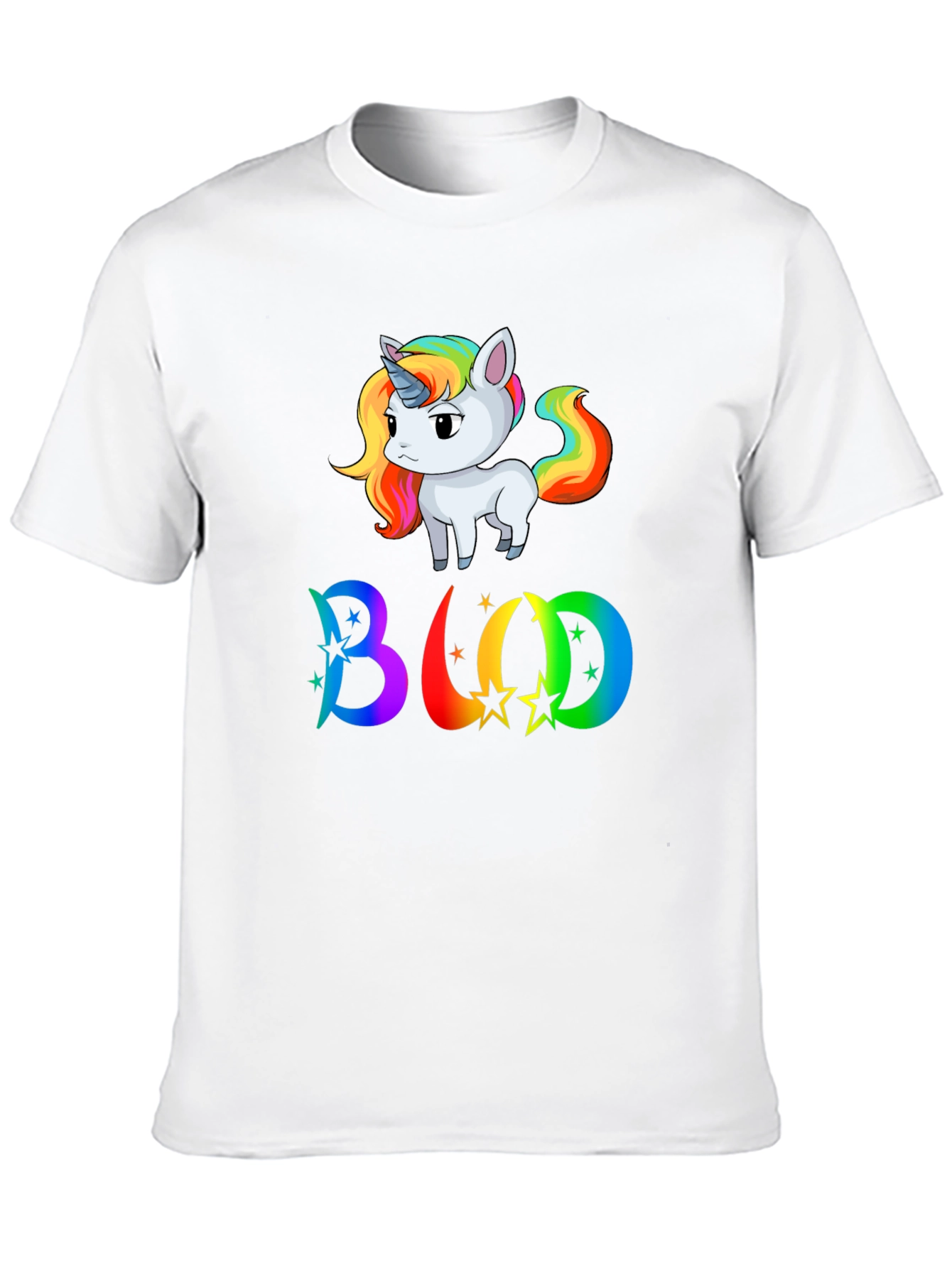 Rainbow Unicorn BUD T-Shirt - Men's Black Tee - 10