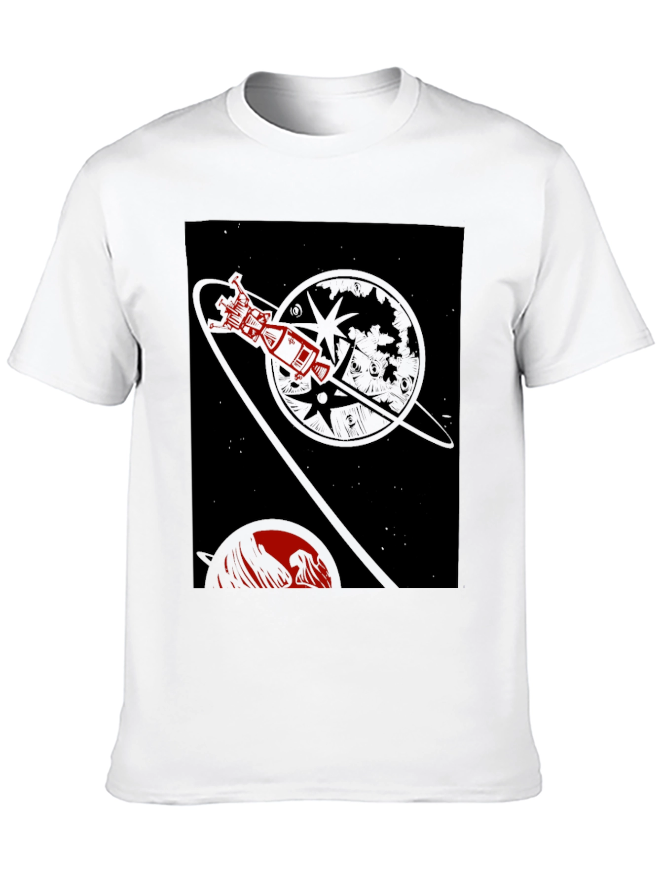 Black Space Travel Graphic Tee - Retro Rocket Design view 10