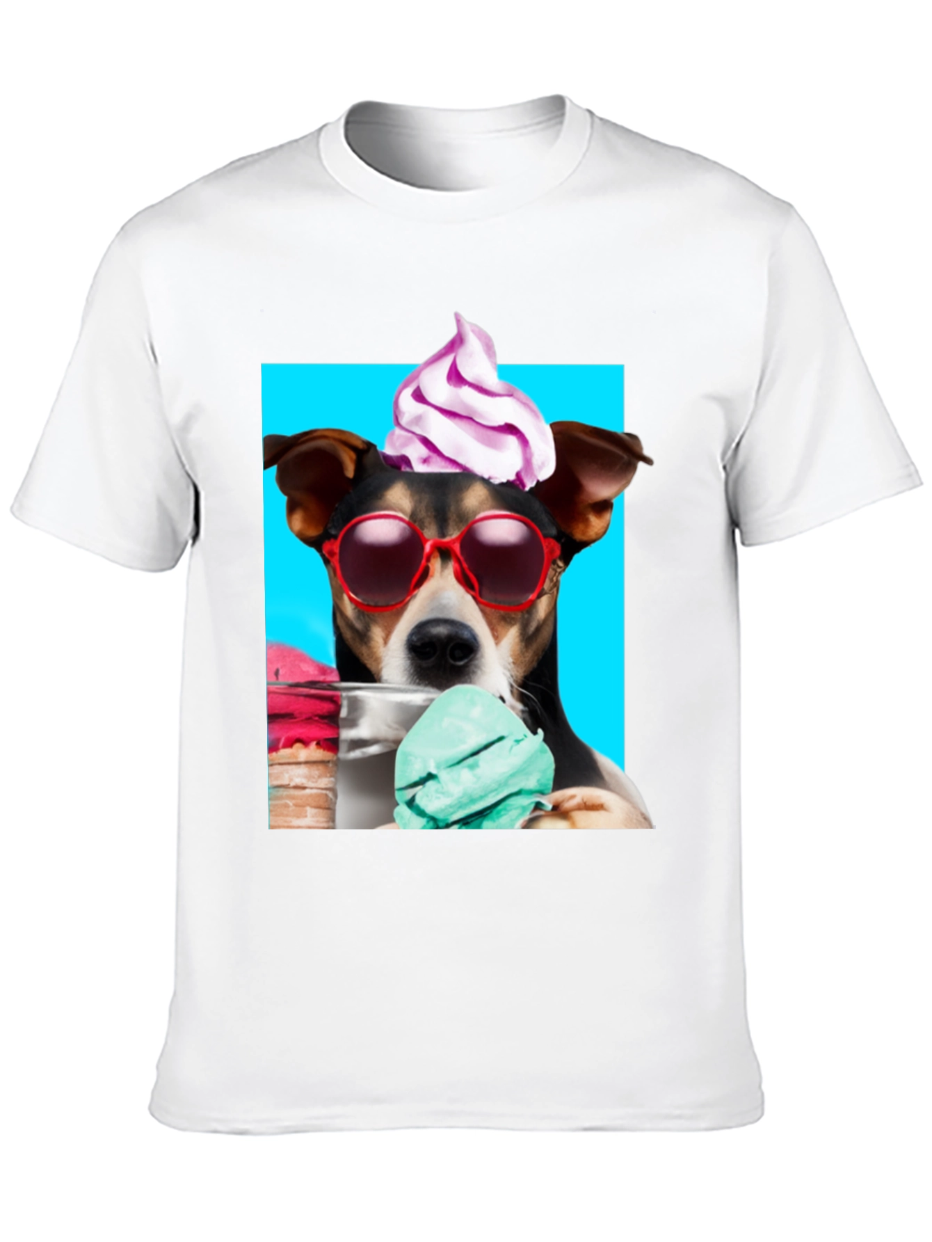 Black Dog with Ice Cream Black Graphic Tee view 10