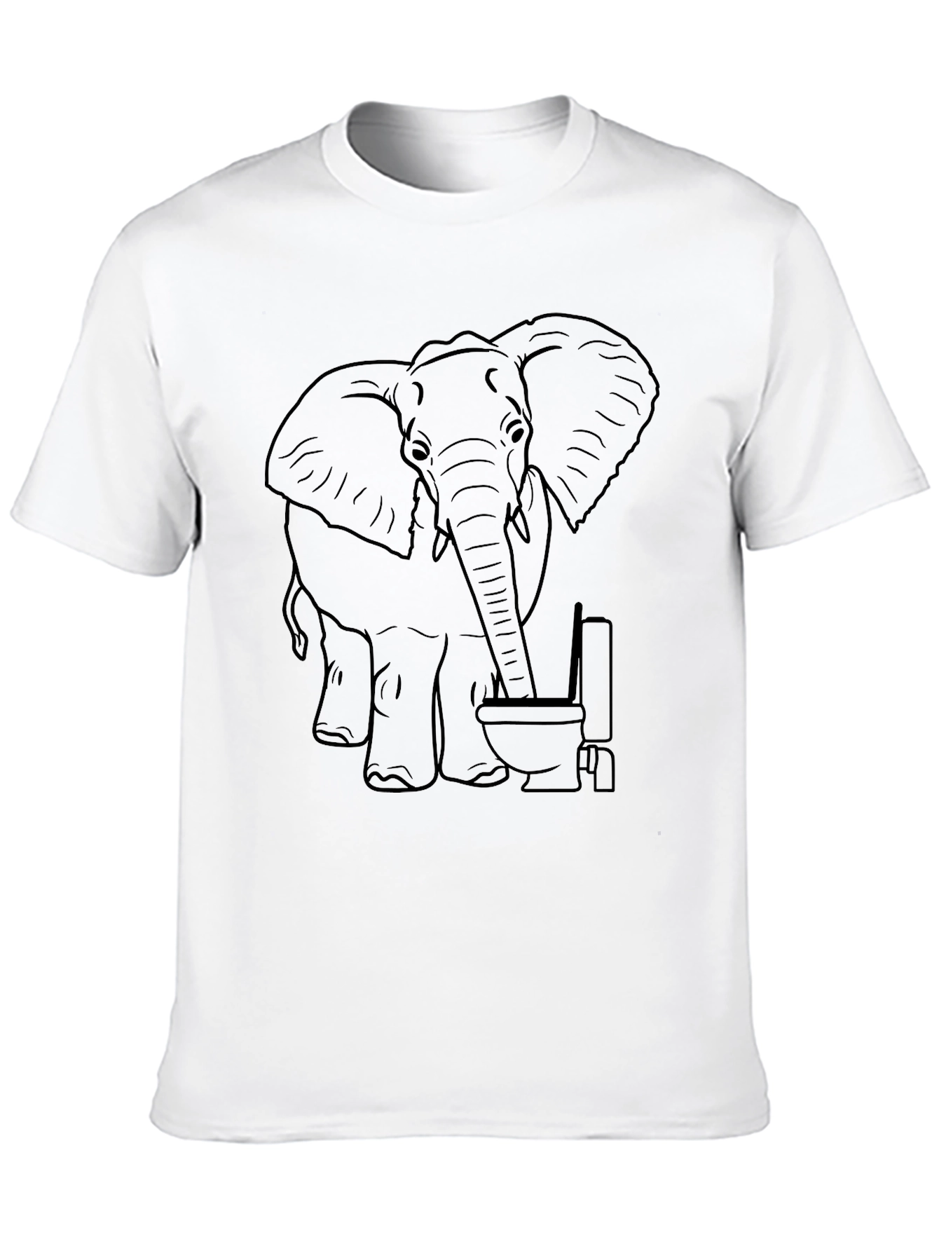 Black Elephant Toilet Humor Graphic Tee - Black Cotton T-Shirt view 10