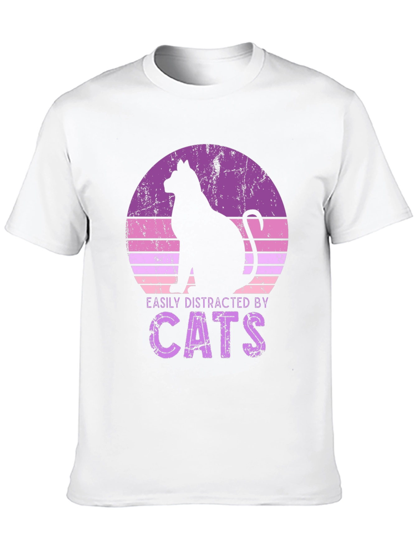 Black Easily Distracted By Cats Black T-Shirt view 10