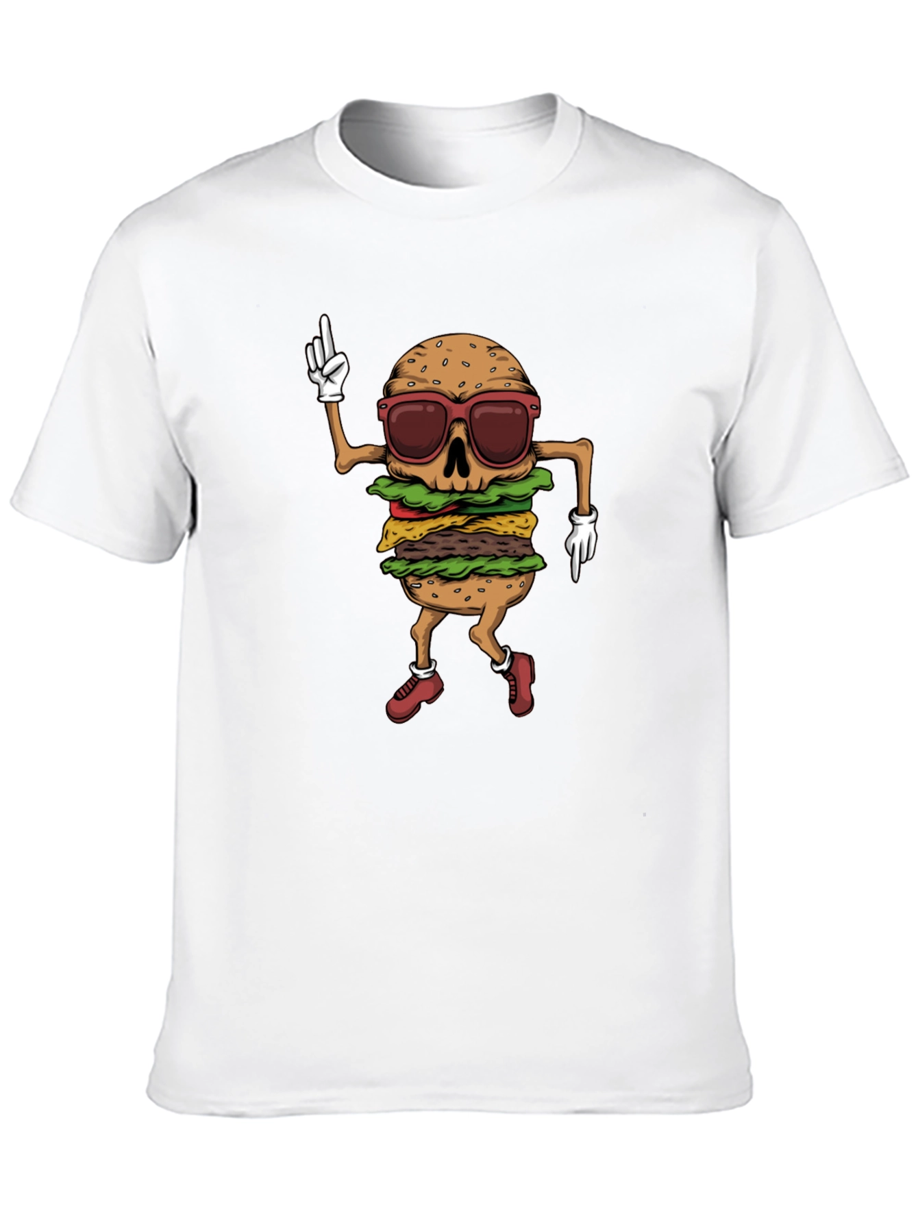 Black Burger Skeleton T-Shirt - Funny Graphic Tee view 10
