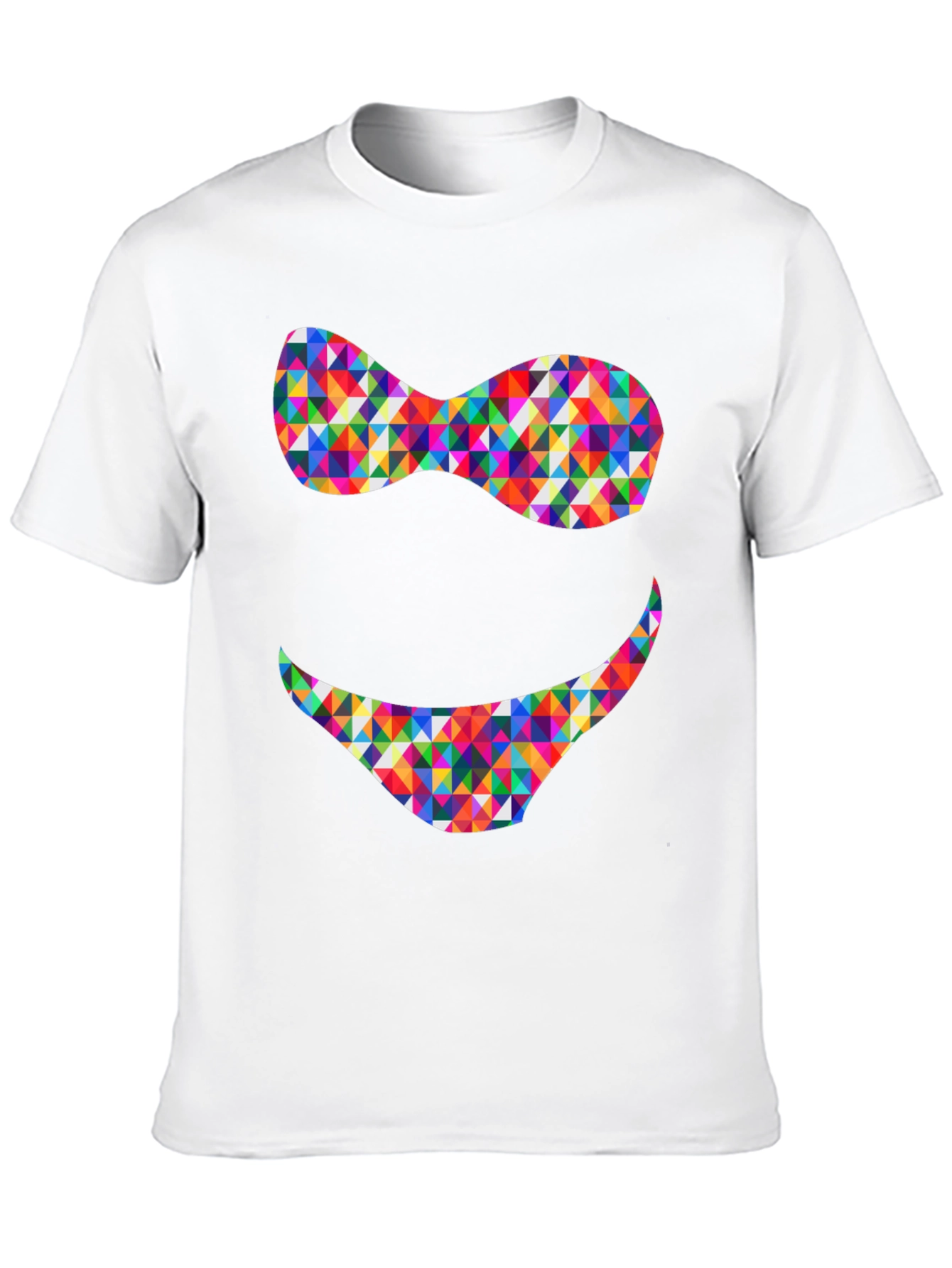 Black Colorful Triangle Smile Graphic Tee - Soft Cotton Blend view 10