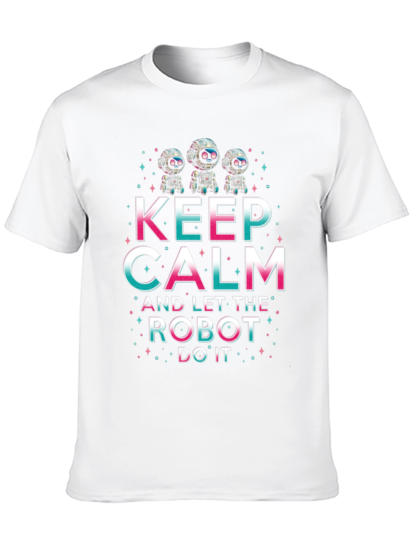 Black Keep Calm Robot T-Shirt - Funny Graphic Tee view 10