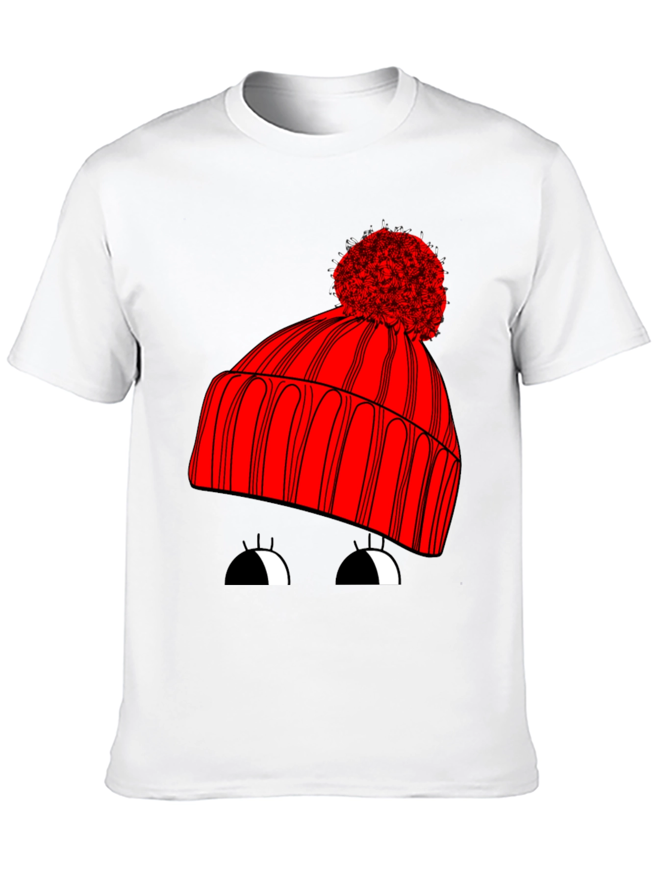Black Whimsical Winter Hat Graphic Tee - Unisex Black T-Shirt view 10