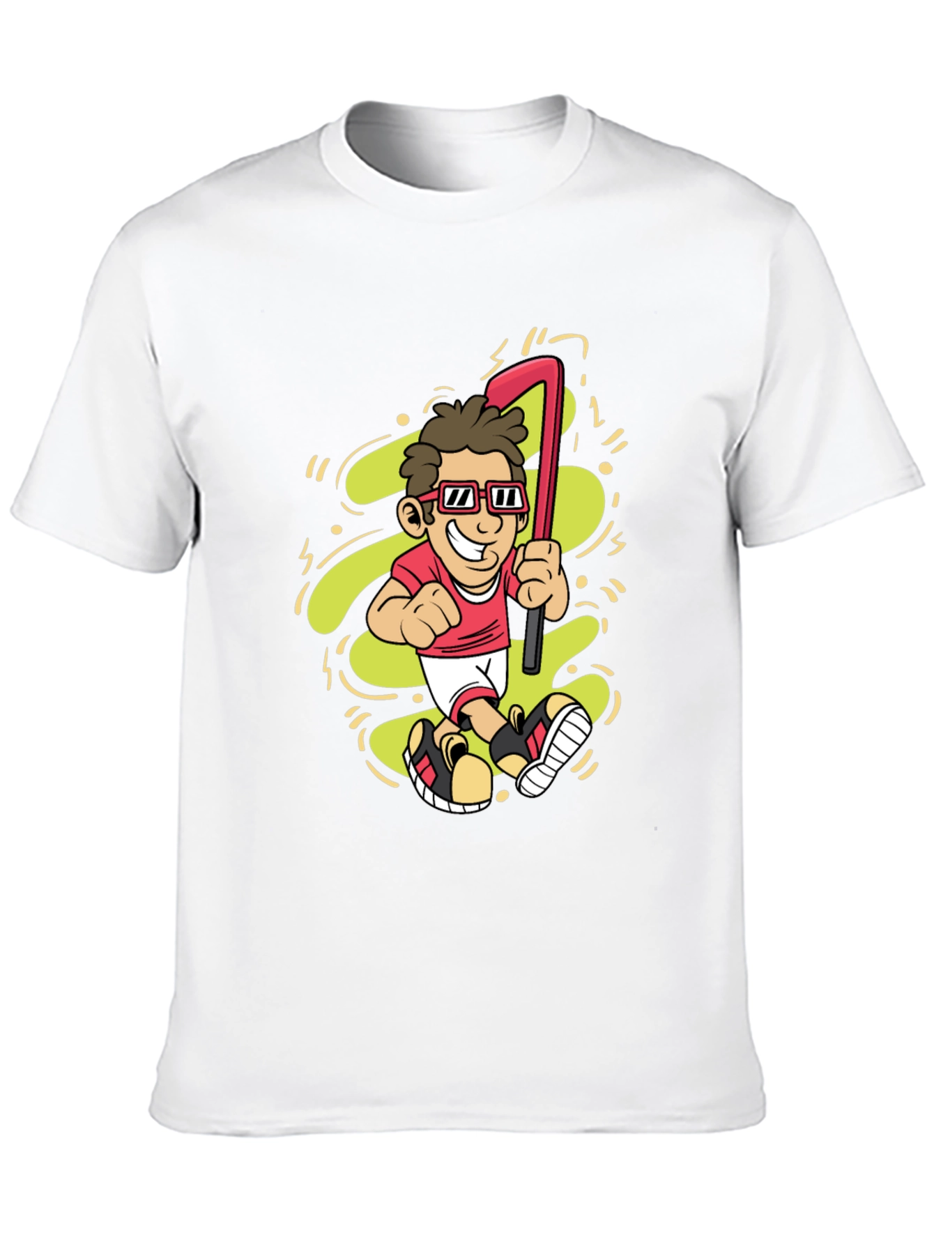 Black Cartoon Golfer Graphic Tee - Black Casual T-Shirt view 10