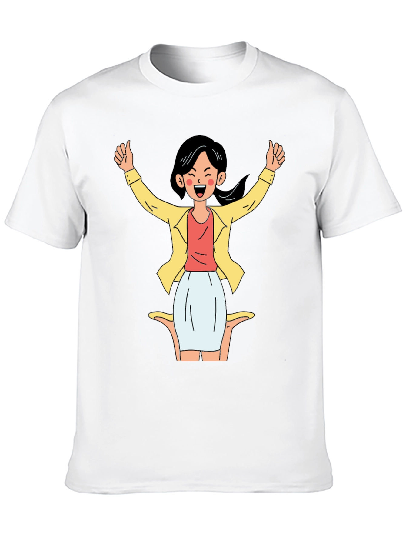 Black Black T-Shirt with Cartoon Woman Graphic view 10