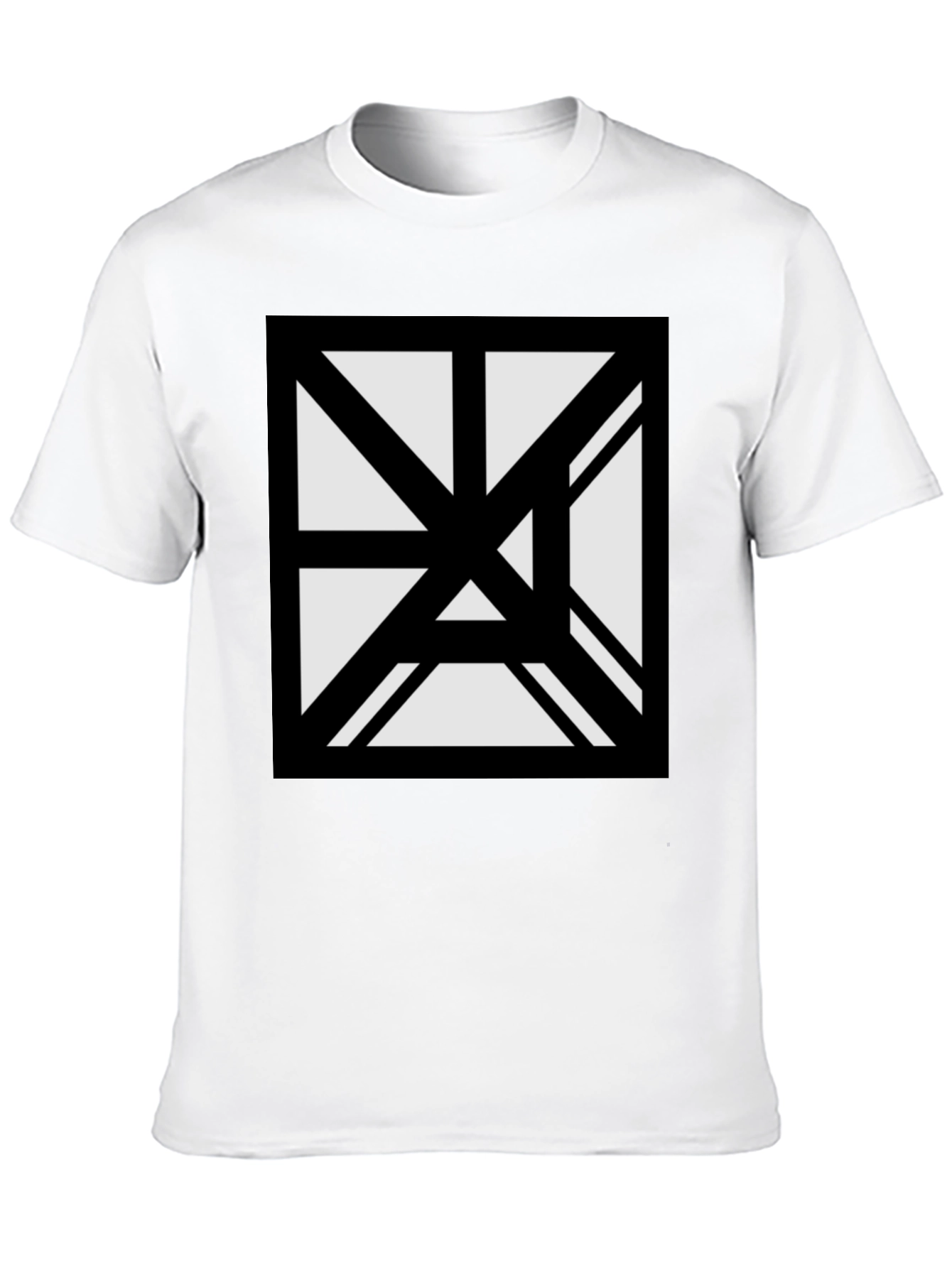 Black Abstract Geometric Graphic Black T-Shirt view 10