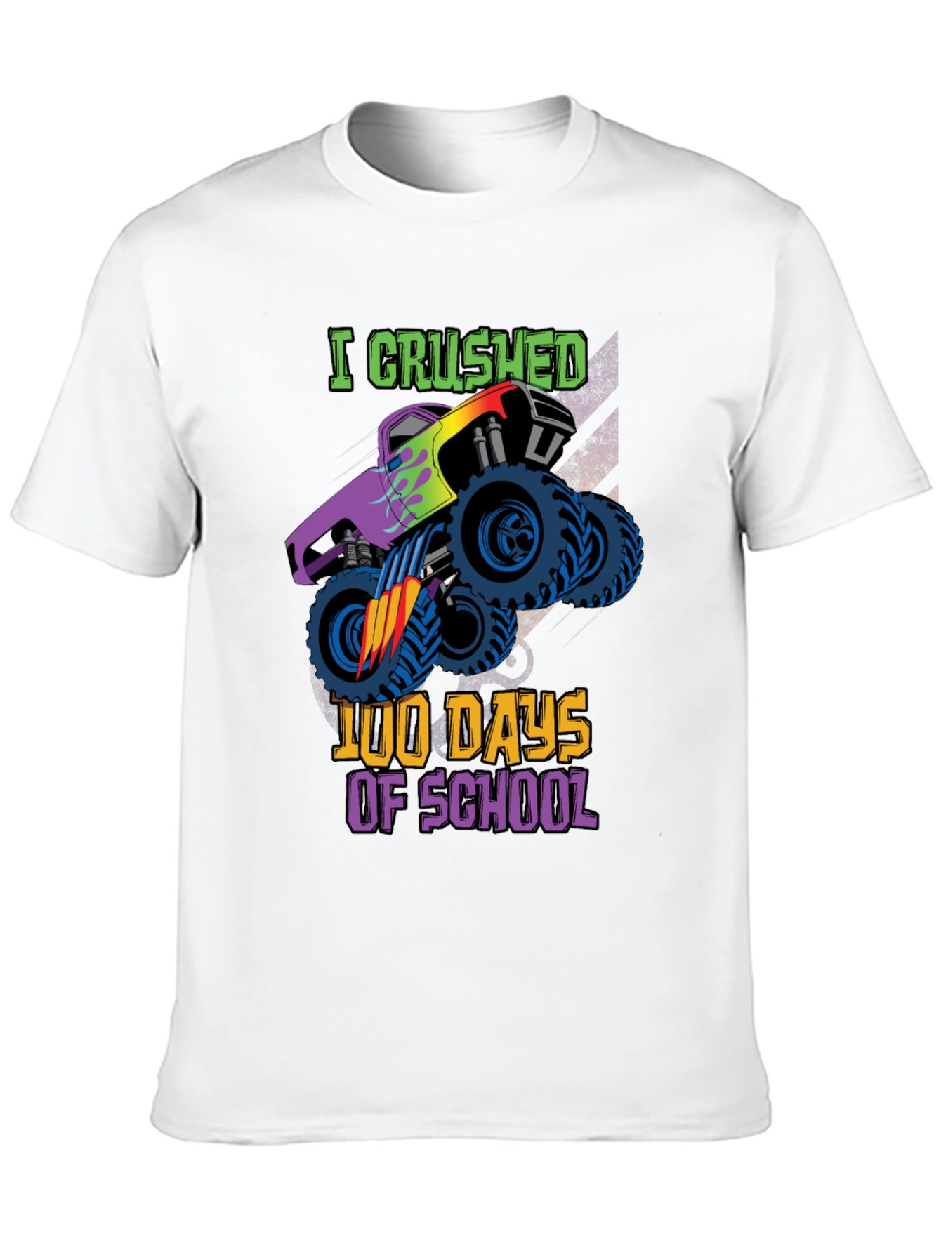 Black Crushed 100 Days of School Monster Truck T-Shirt view 10