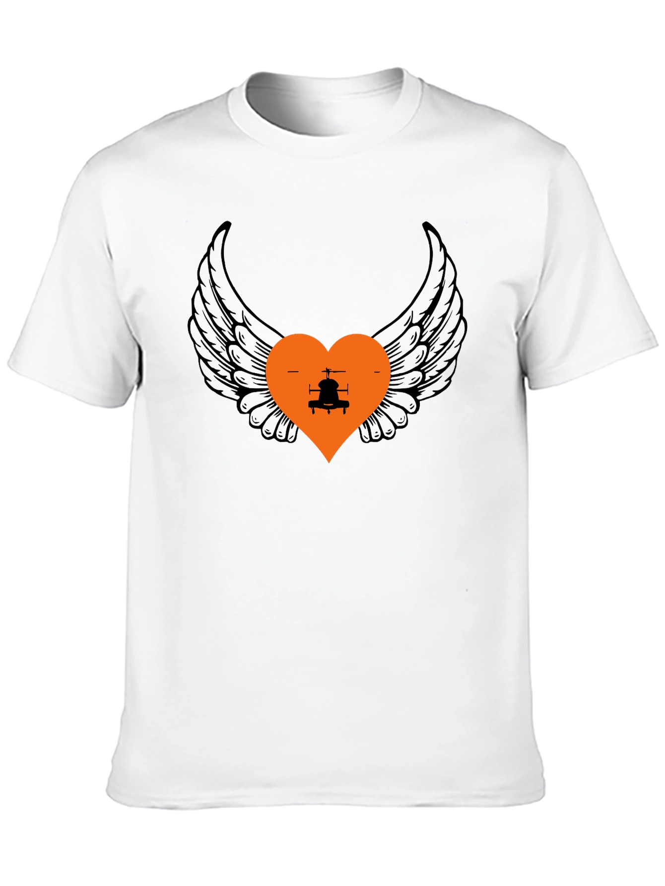 Black Wings and Heart Helicopter Graphic Tee view 10