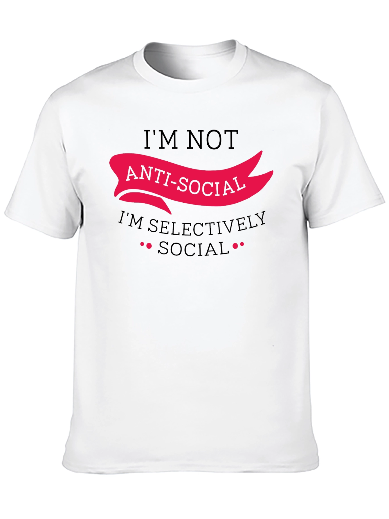 Black Anti-Social Selectively Social Funny Graphic Tee view 10