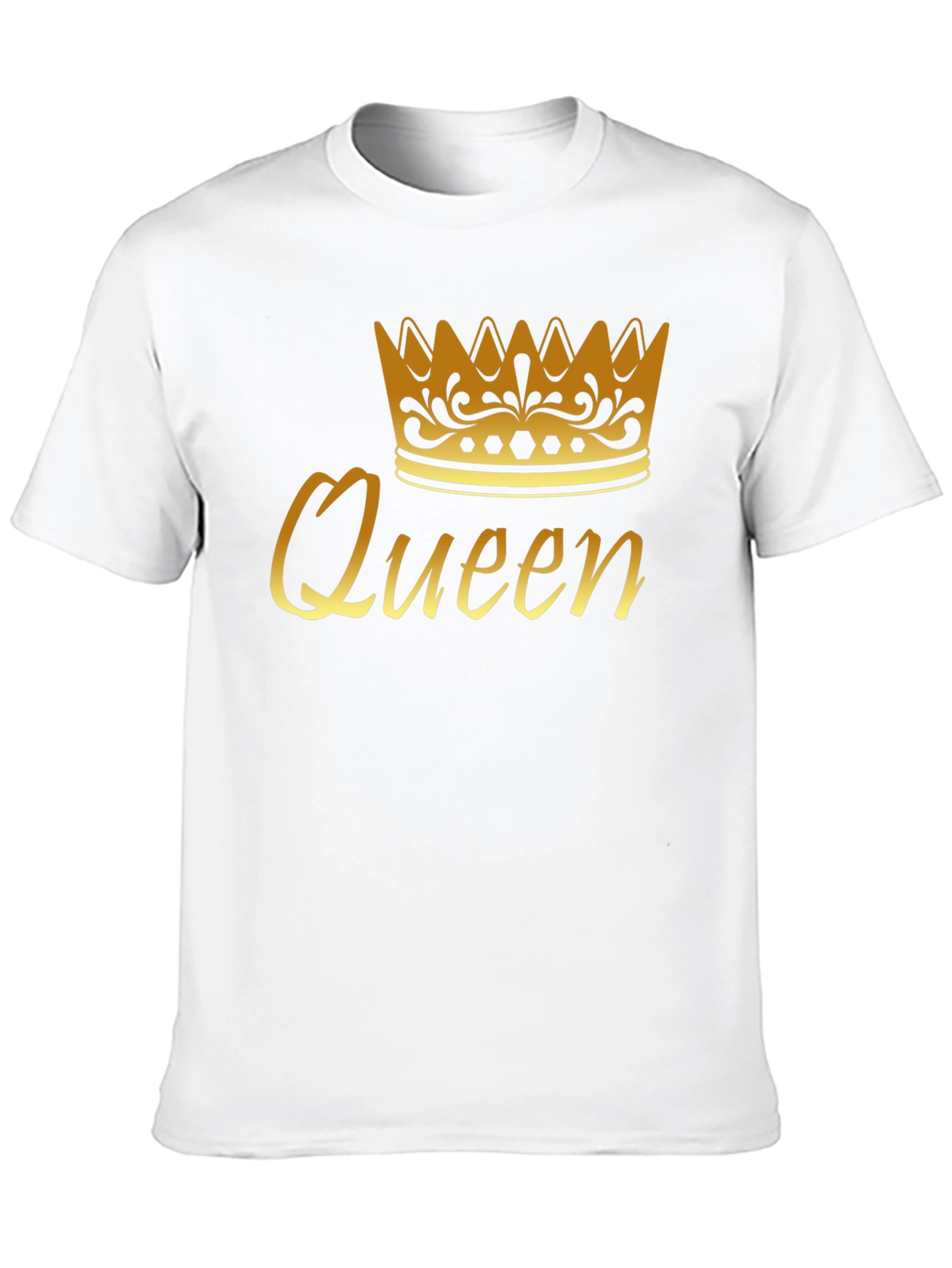 Queen Crown Graphic Tee - Gold Print Black T-Shirt - 10