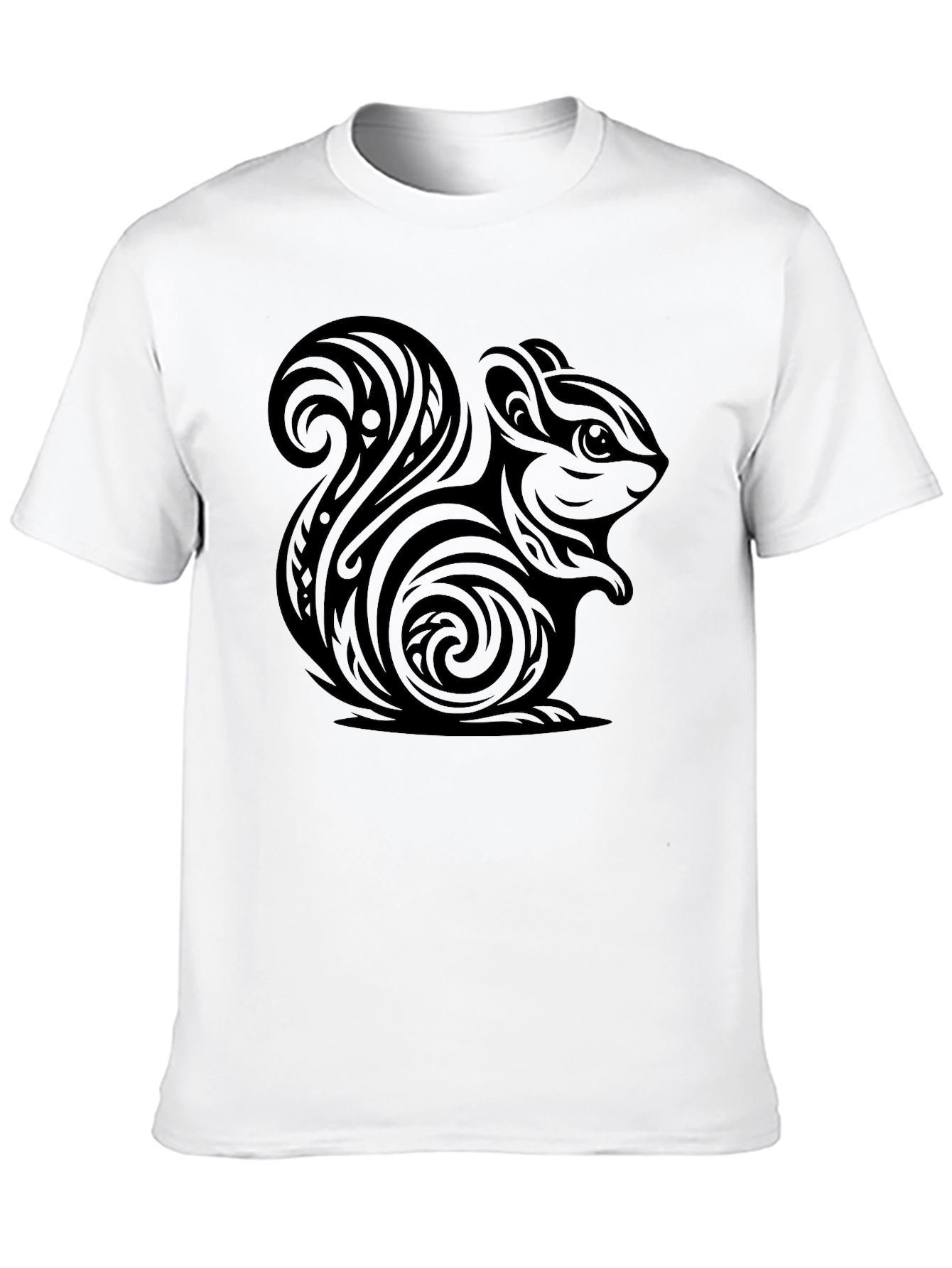 Black Tribal Squirrel Graphic Tee - Modern Black T-Shirt view 10