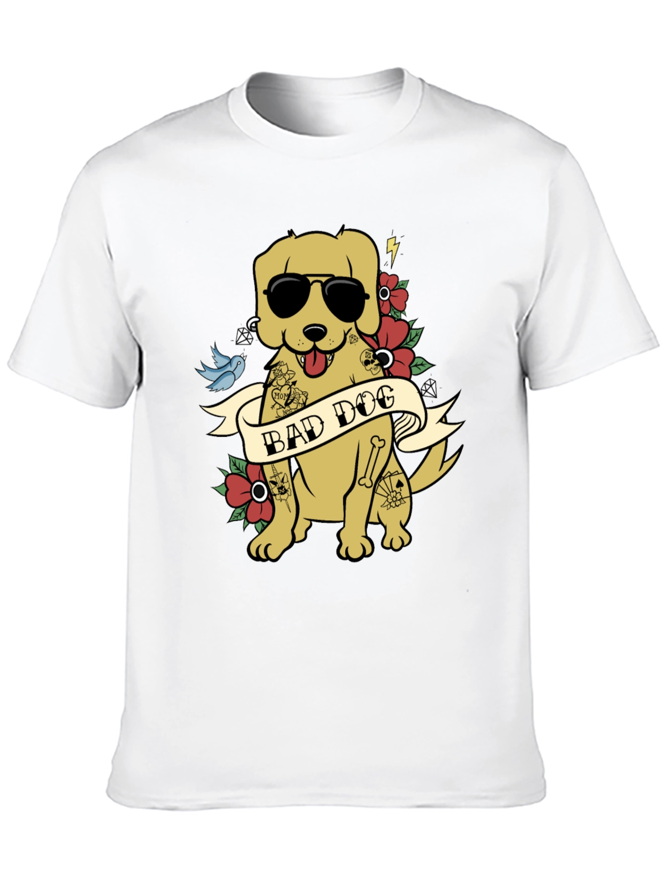 Bad Dog Graphic Tee - Funny Tattooed Dog T-Shirt - 10