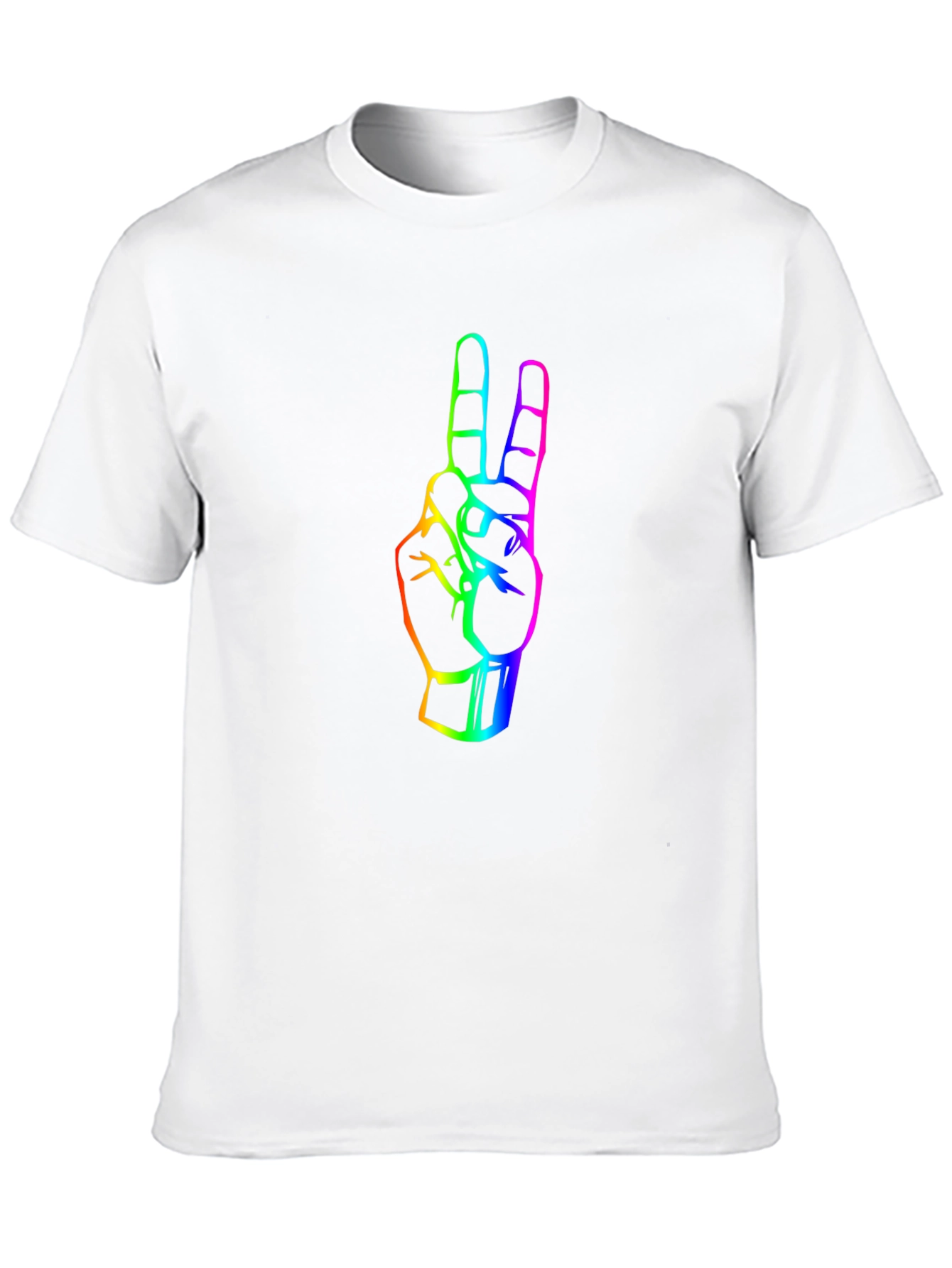 Black Rainbow Peace Sign Graphic Tee - Black Cotton T-Shirt view 10