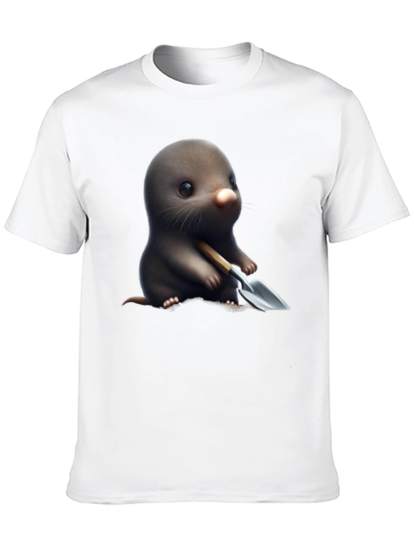 Black Cute Mole with Shovel Graphic T-Shirt view 10