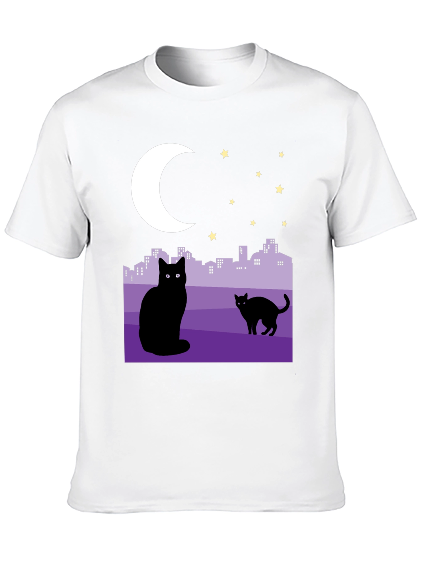 Black Cats Under the Moon Graphic T-Shirt view 10