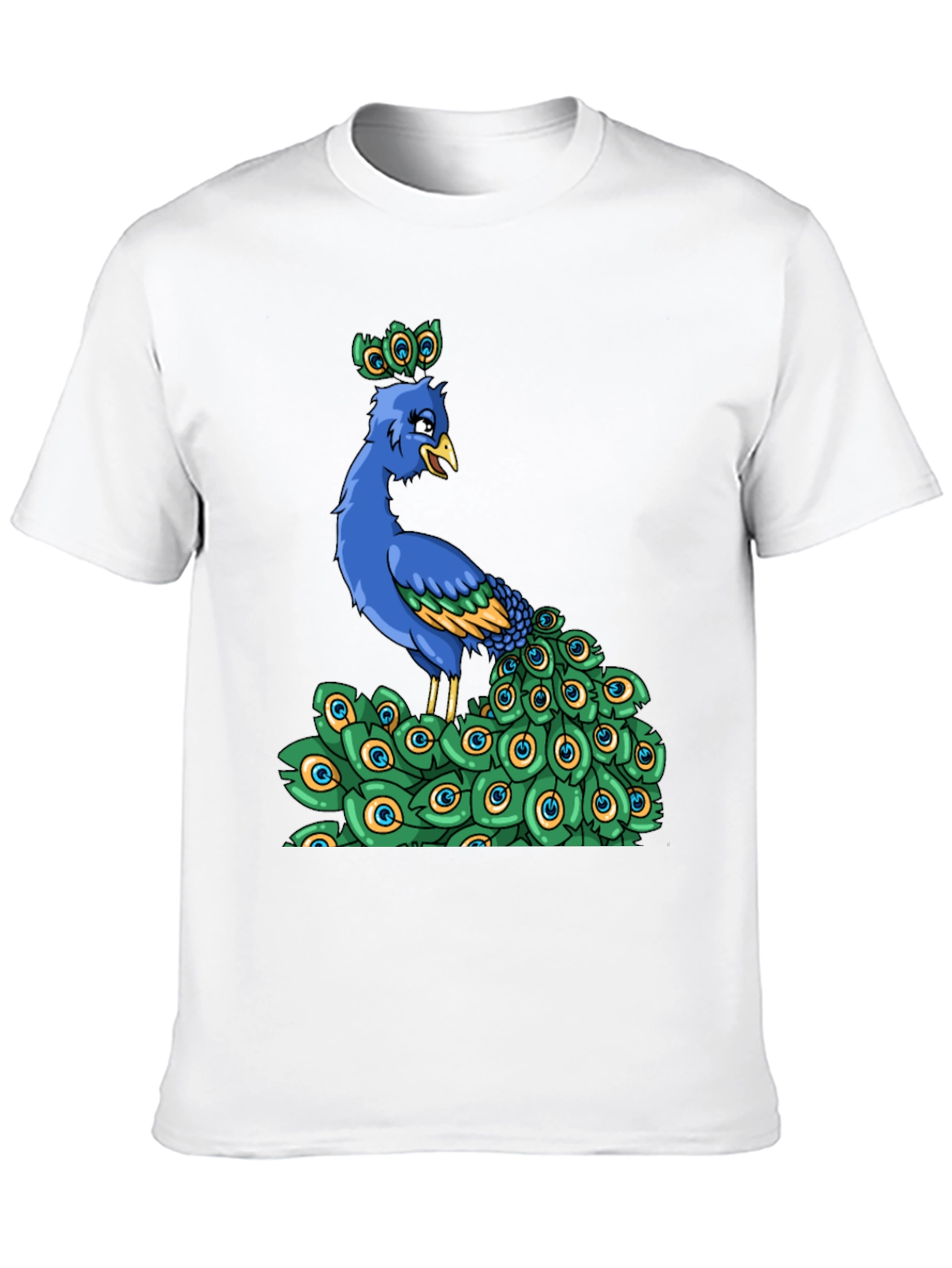 Black Peacock Cartoon Graphic Tee view 10