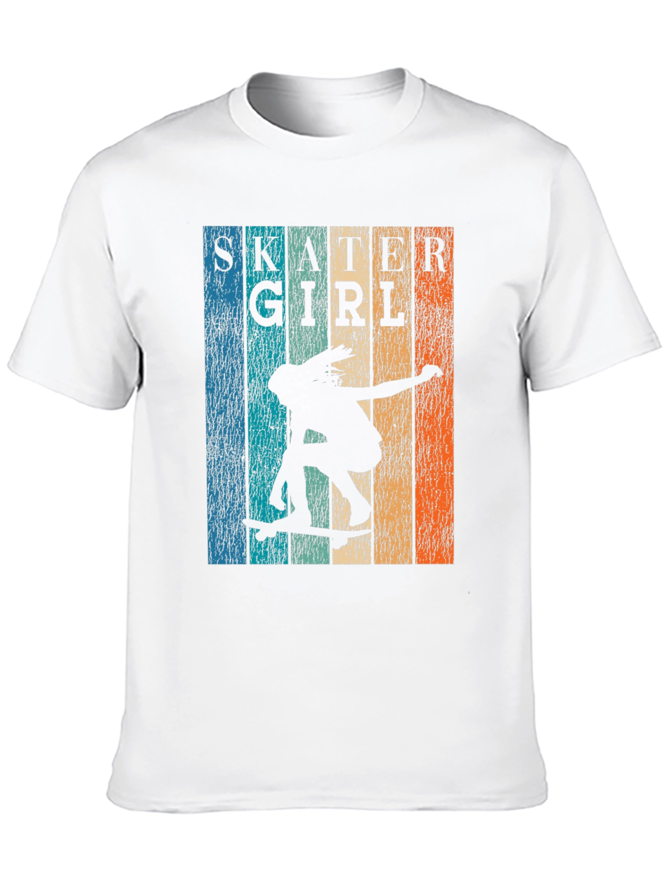 Black Skater Girl Retro Graphic T-Shirt view 10