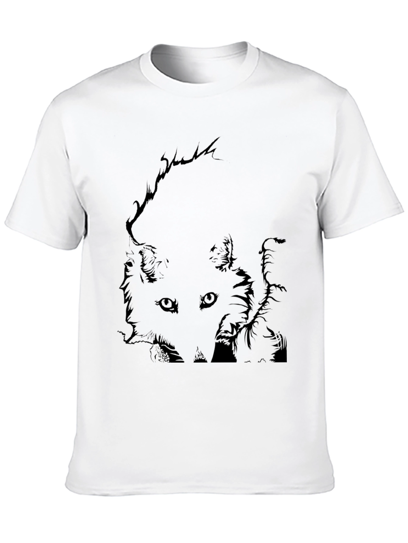 Black Black T-Shirt with Fox Graphic Print for Men view 10