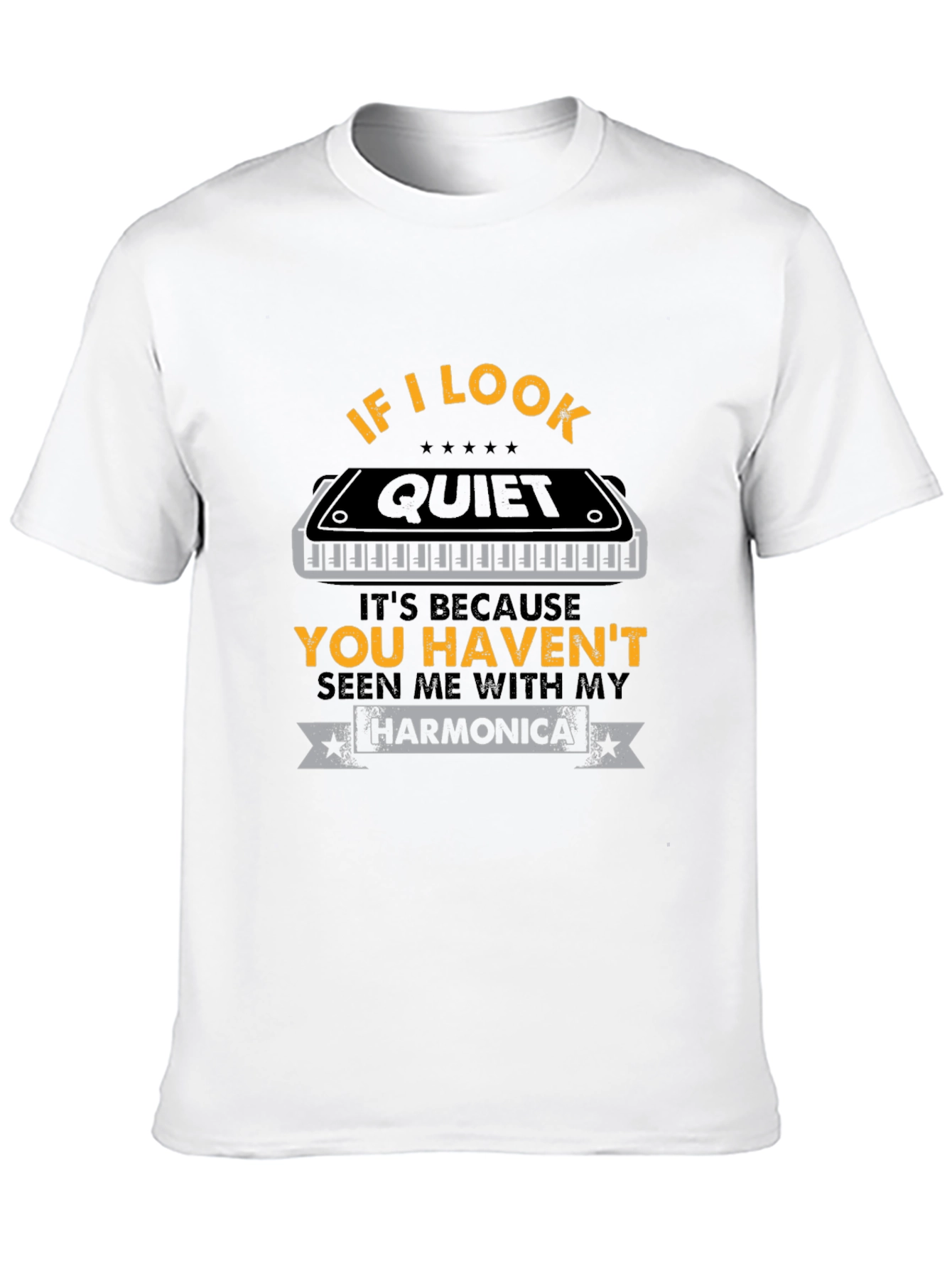 Black If I Look Quiet Harmonica T-Shirt view 10