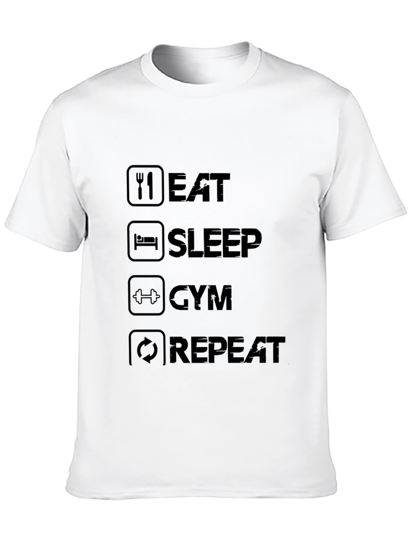 Black Eat Sleep Gym Repeat Black Graphic Tee view 10