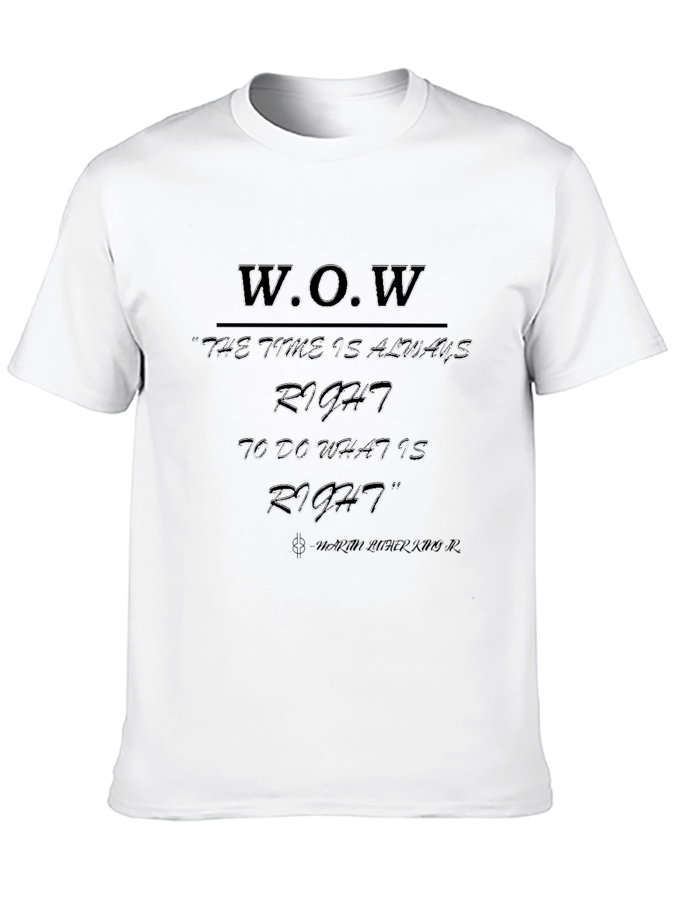 Black WOW Time Is Always Right Graphic T-Shirt view 10
