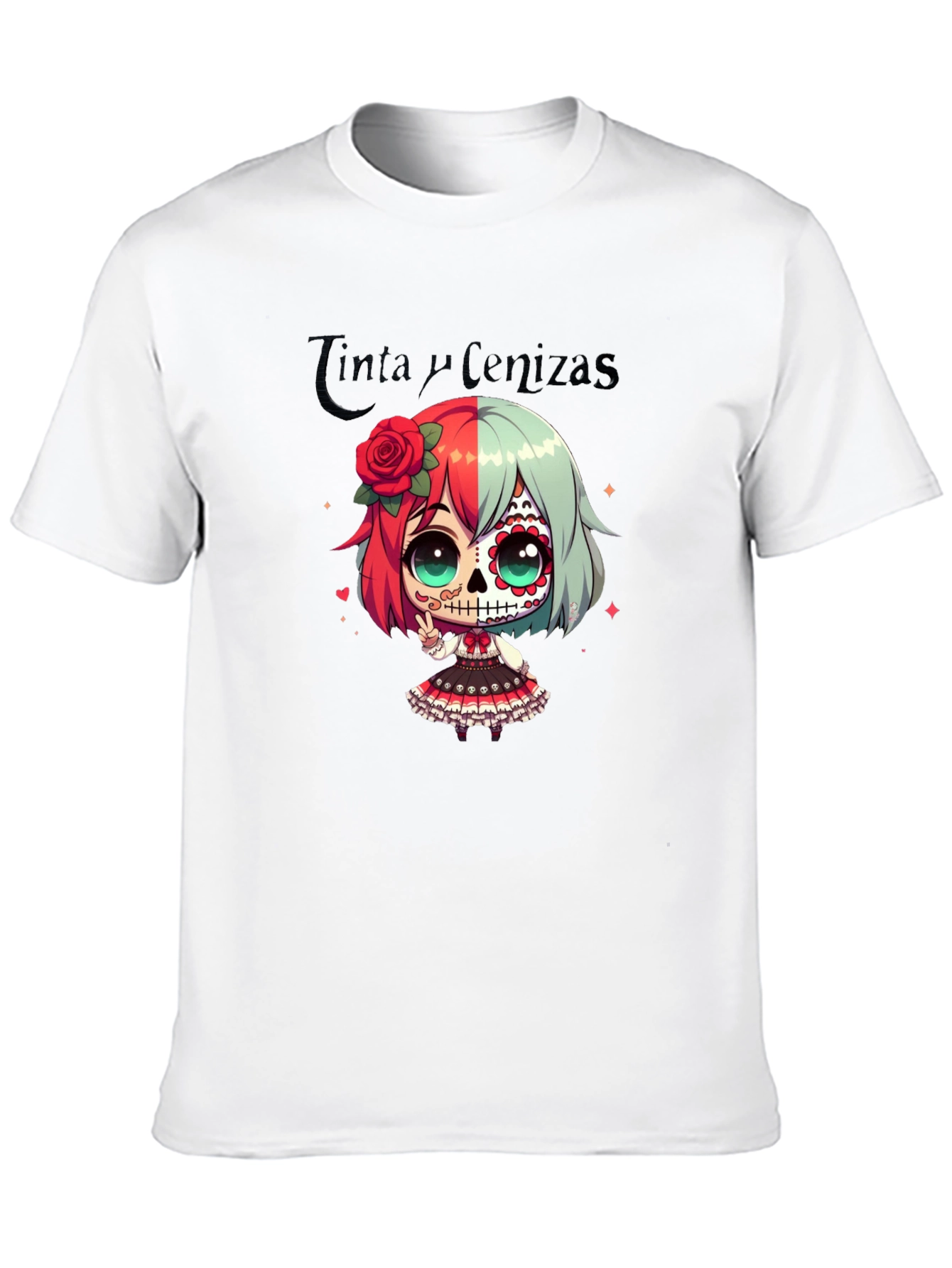 Black Sugar Skull Girl Anime T-Shirt view 10