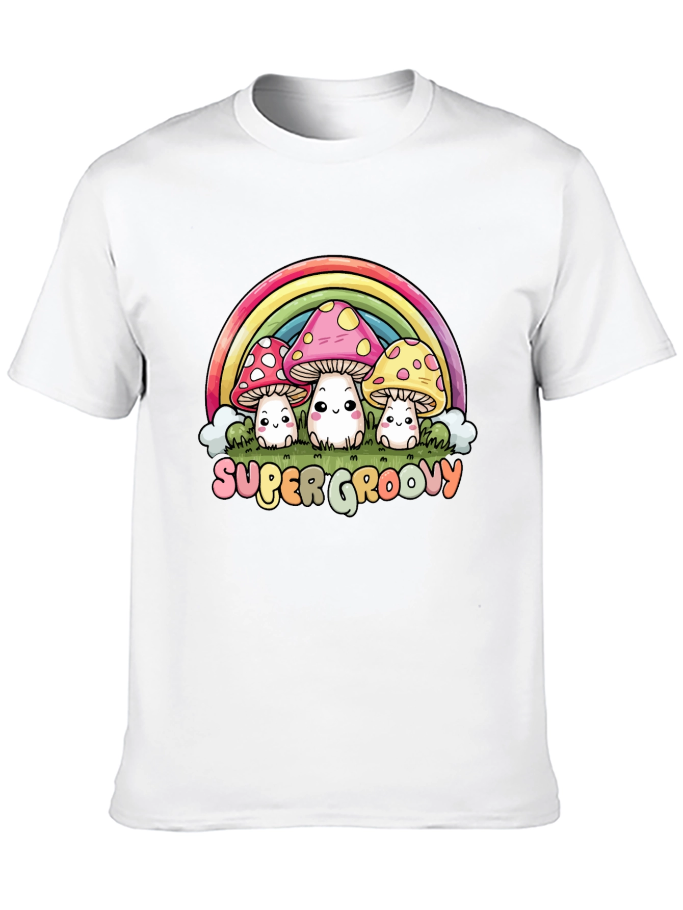 Black Super Groovy Mushroom Rainbow Graphic Tee view 10