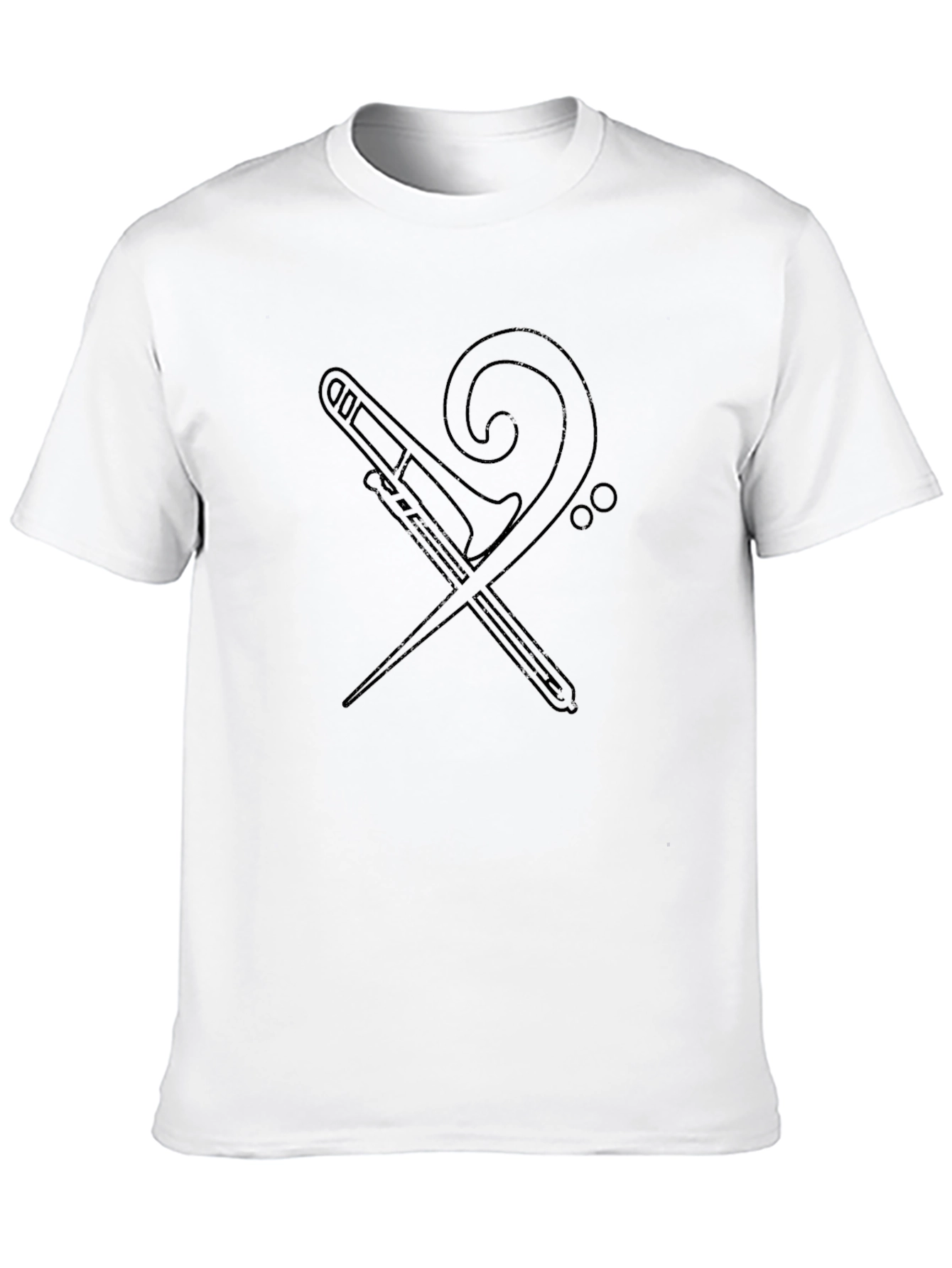 Black Music Lover Tee - Trombone & Bass Clef Graphic Black T-Shirt view 10