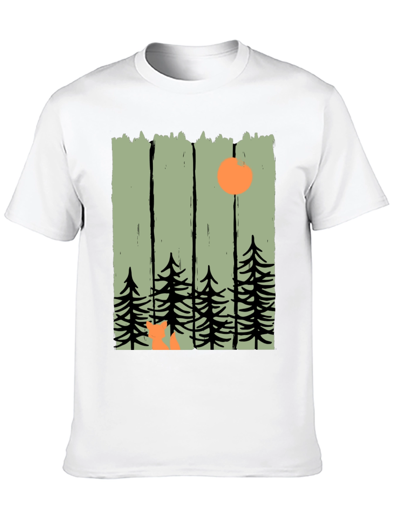 Black Nature Inspired Graphic Tee - Fox in the Forest view 10