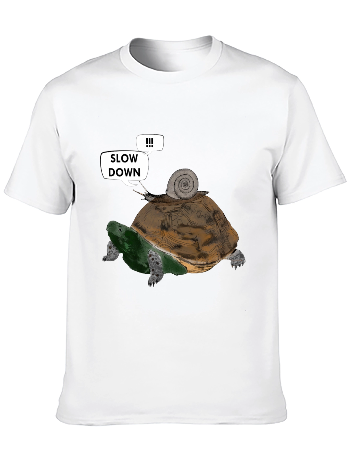 Black Slow Down Funny Turtle and Snail Graphic T-Shirt view 10