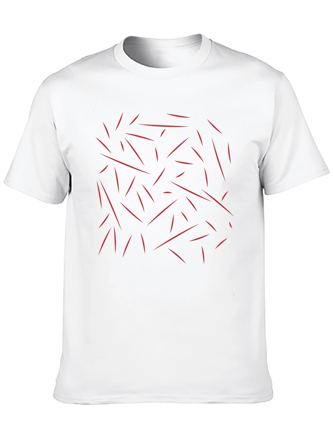 Black Abstract Red Lines Pattern Black T-Shirt view 10