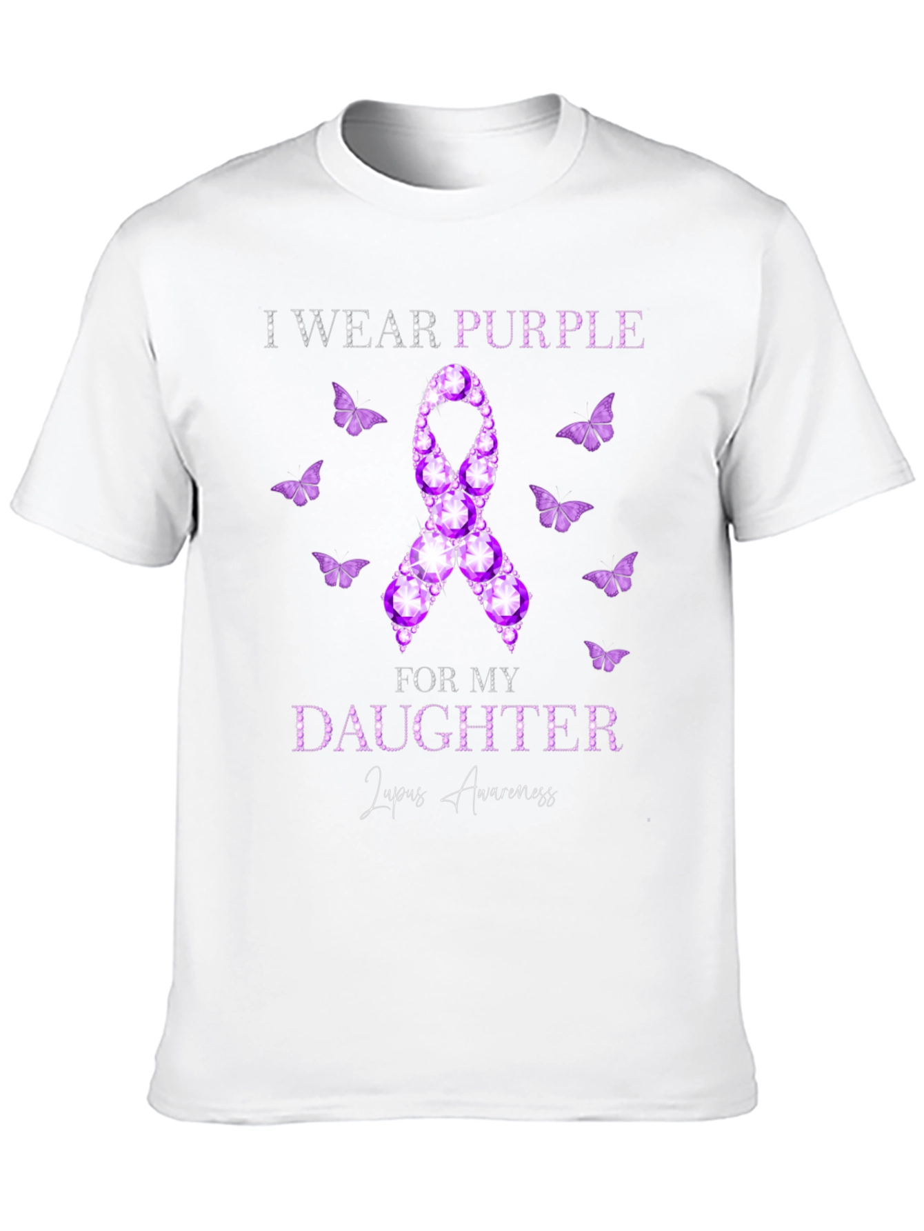 Black Purple Lupus Awareness Daughter T-Shirt view 10