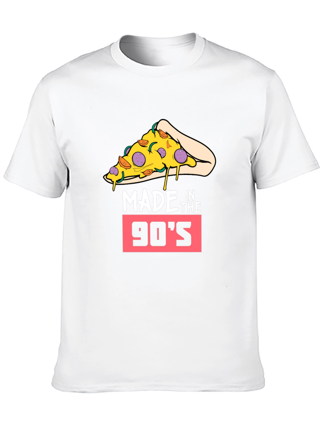 Black Made in the 90's Pizza Slice T-Shirt - Retro Style view 10