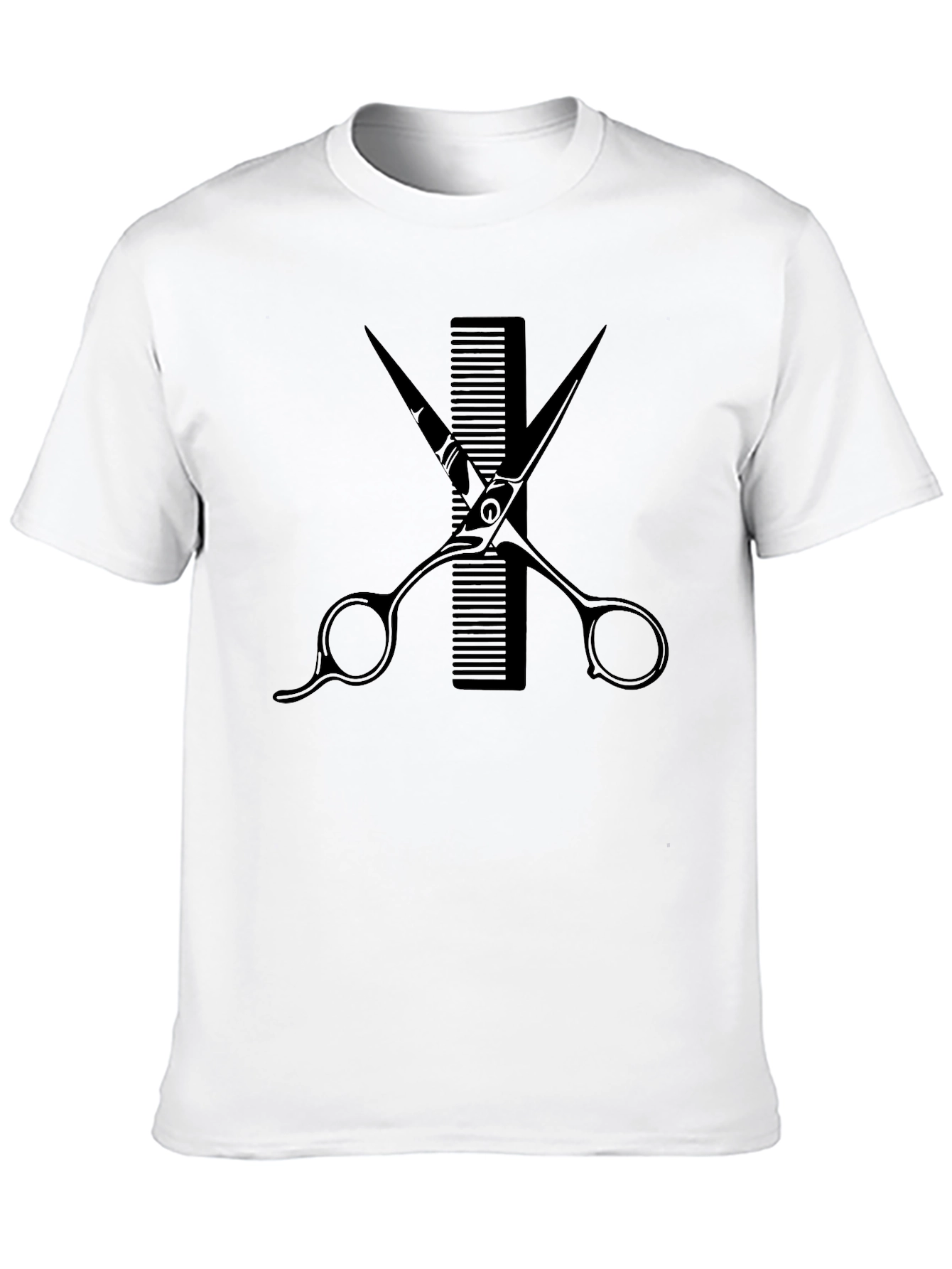 Black Barber Scissors & Comb Graphic Tee - Black Cotton view 10