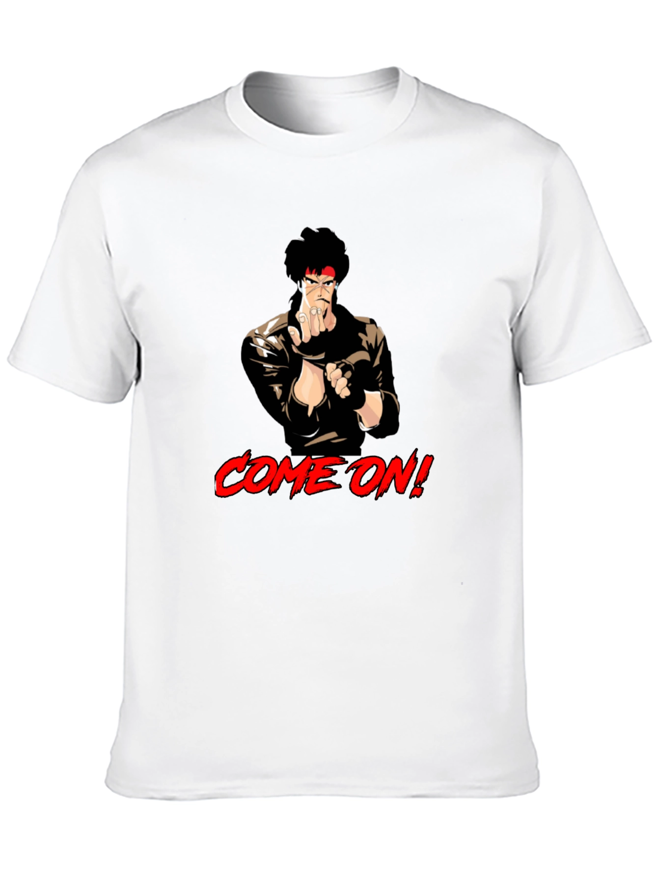 Black Retro Anime Fighter T-Shirt - Come On! view 10